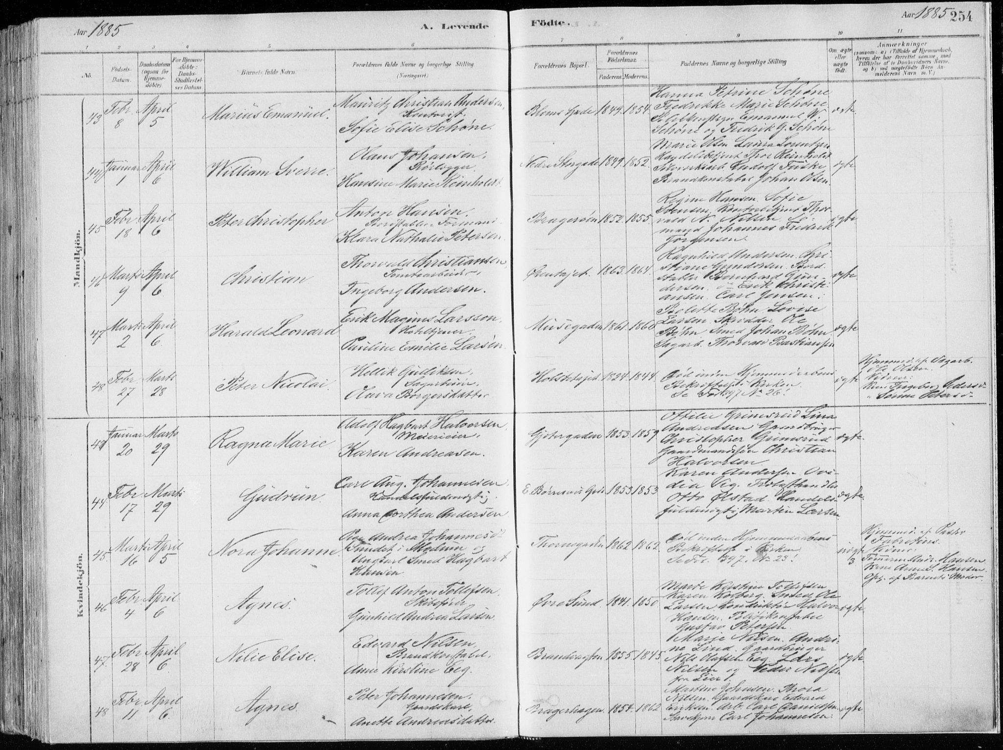 Bragernes kirkebøker, AV/SAKO-A-6/F/Fb/L0006a: Parish register (official) no. II 6A, 1878-1885, p. 254