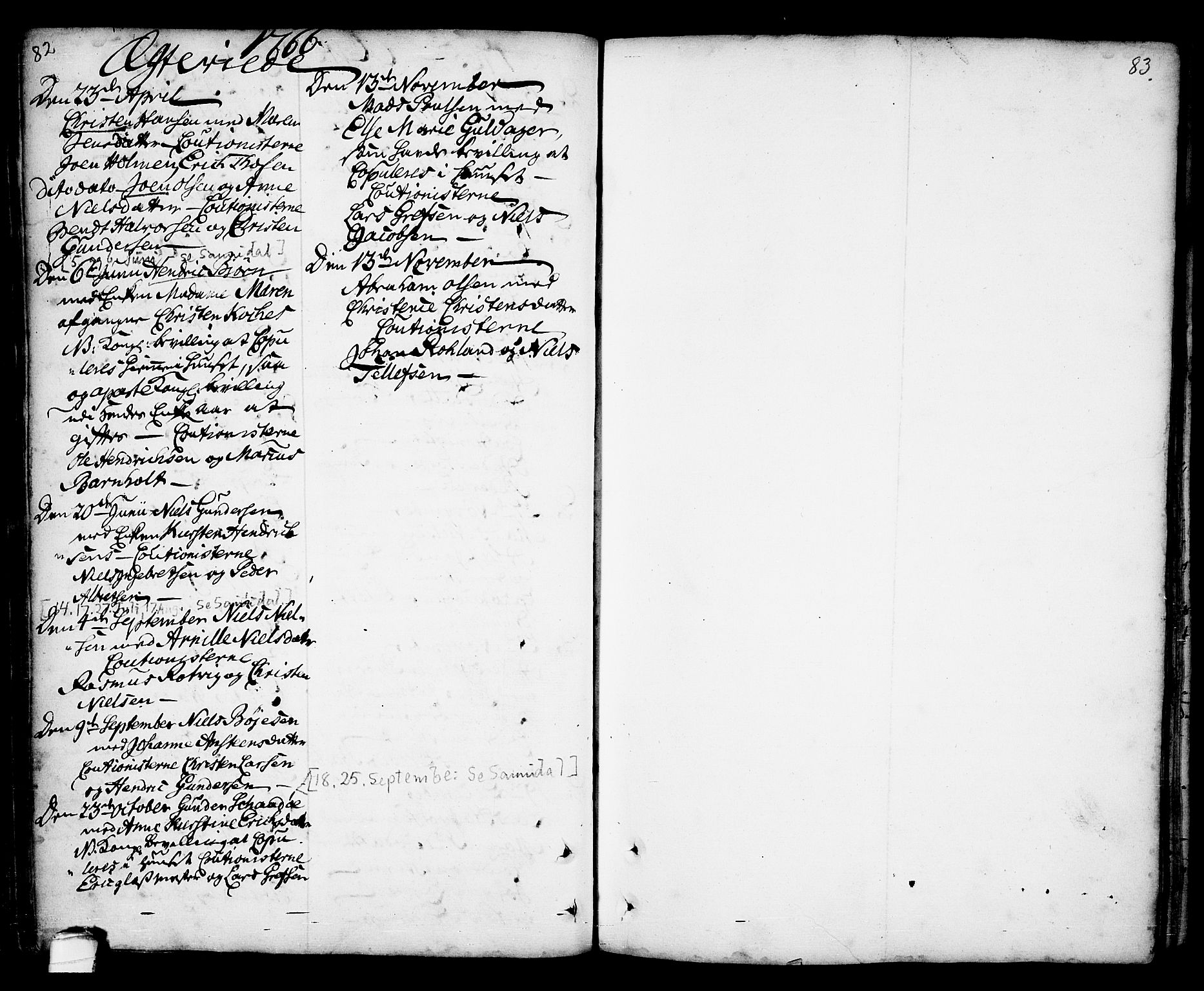 Kragerø kirkebøker, AV/SAKO-A-278/F/Fa/L0001: Parish register (official) no. 1, 1702-1766, p. 82-83