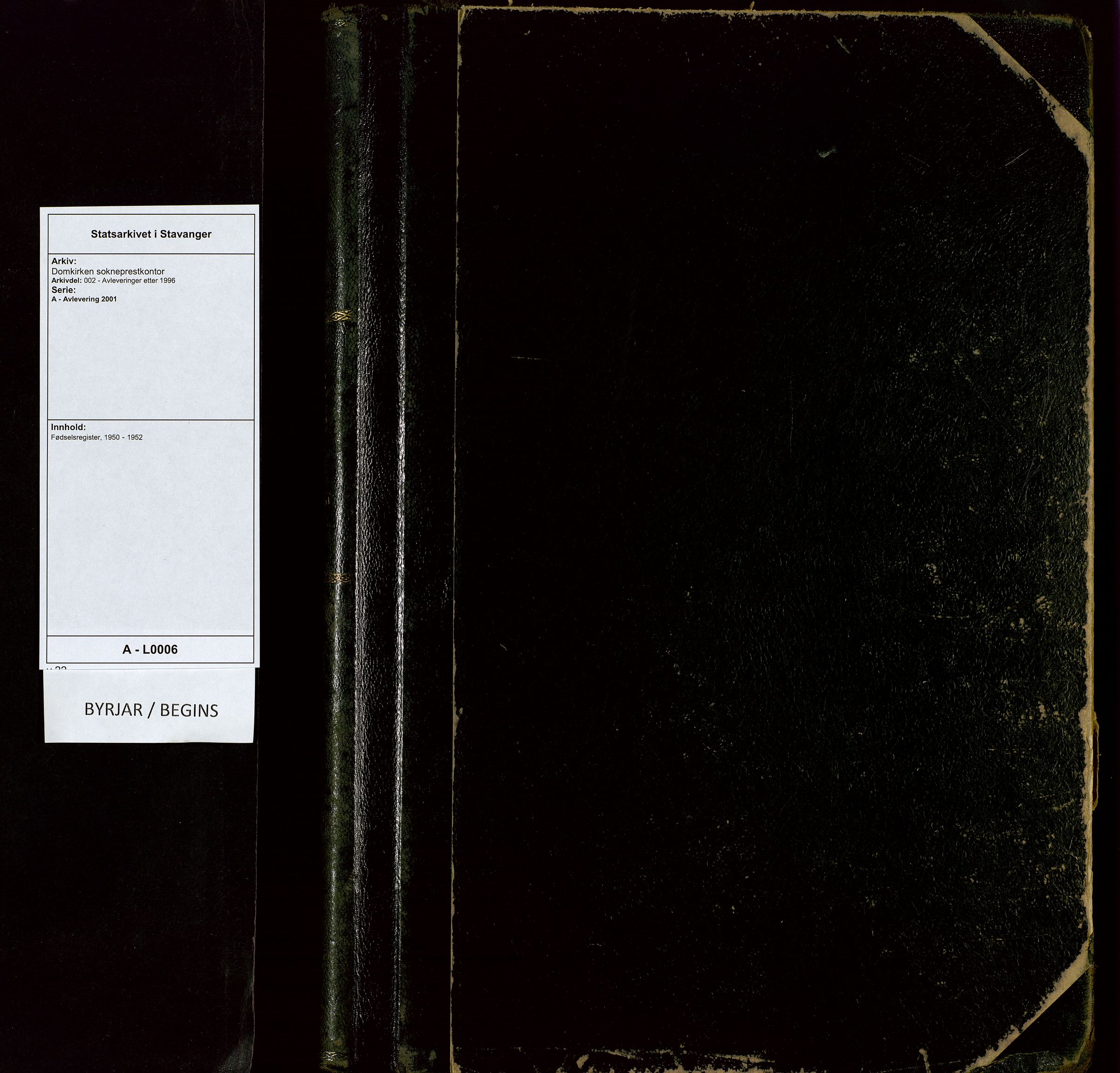 Domkirken sokneprestkontor, SAST/A-101812/002/A/L0006: Birth register no. 6, 1950-1952