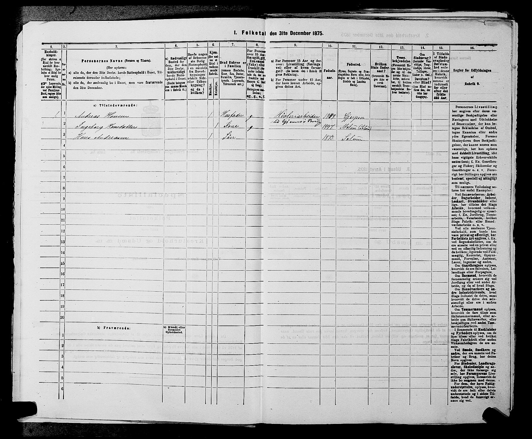 SAKO, 1875 census for 0818P Solum, 1875, p. 833