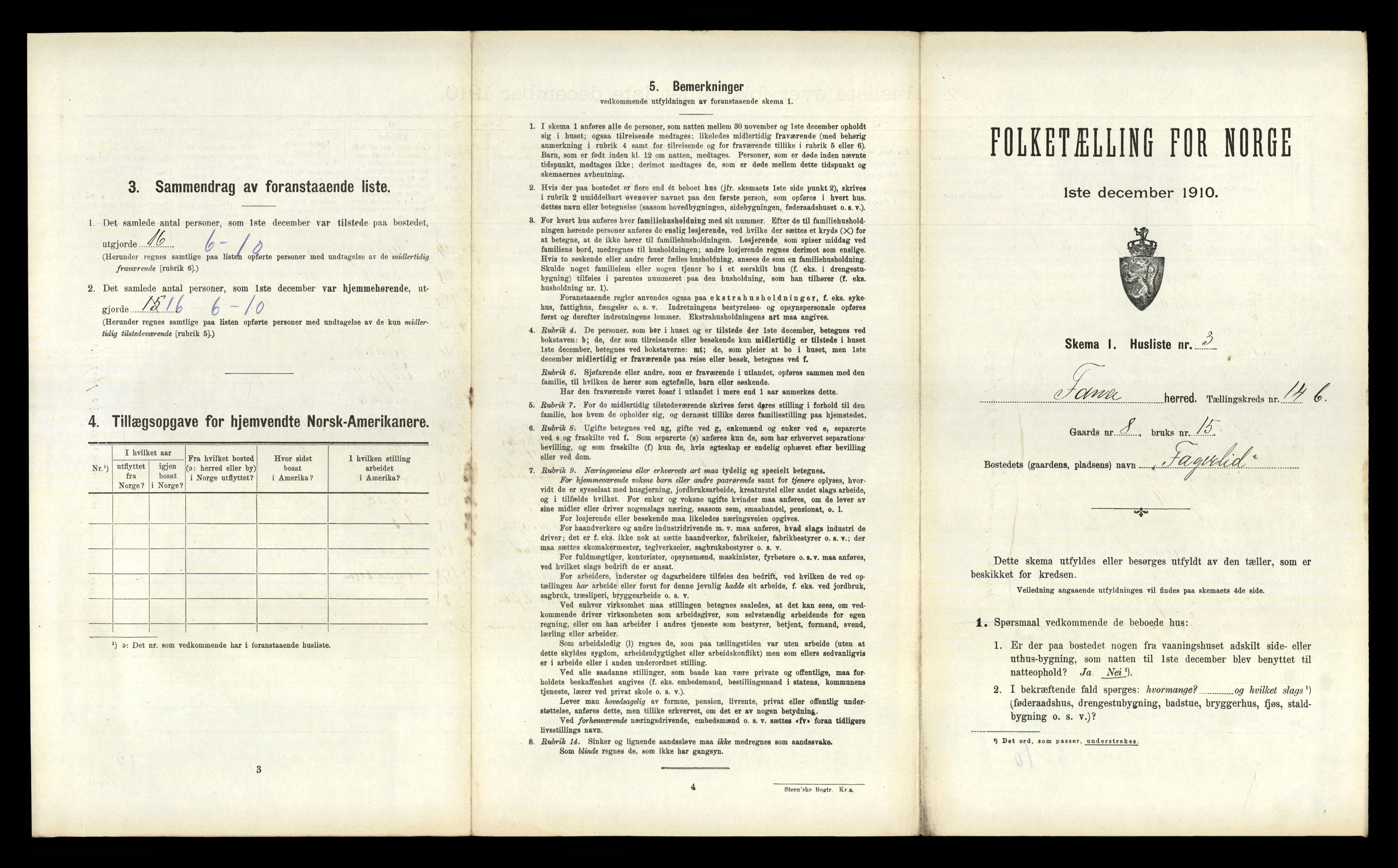 RA, 1910 census for Fana, 1910, p. 2031