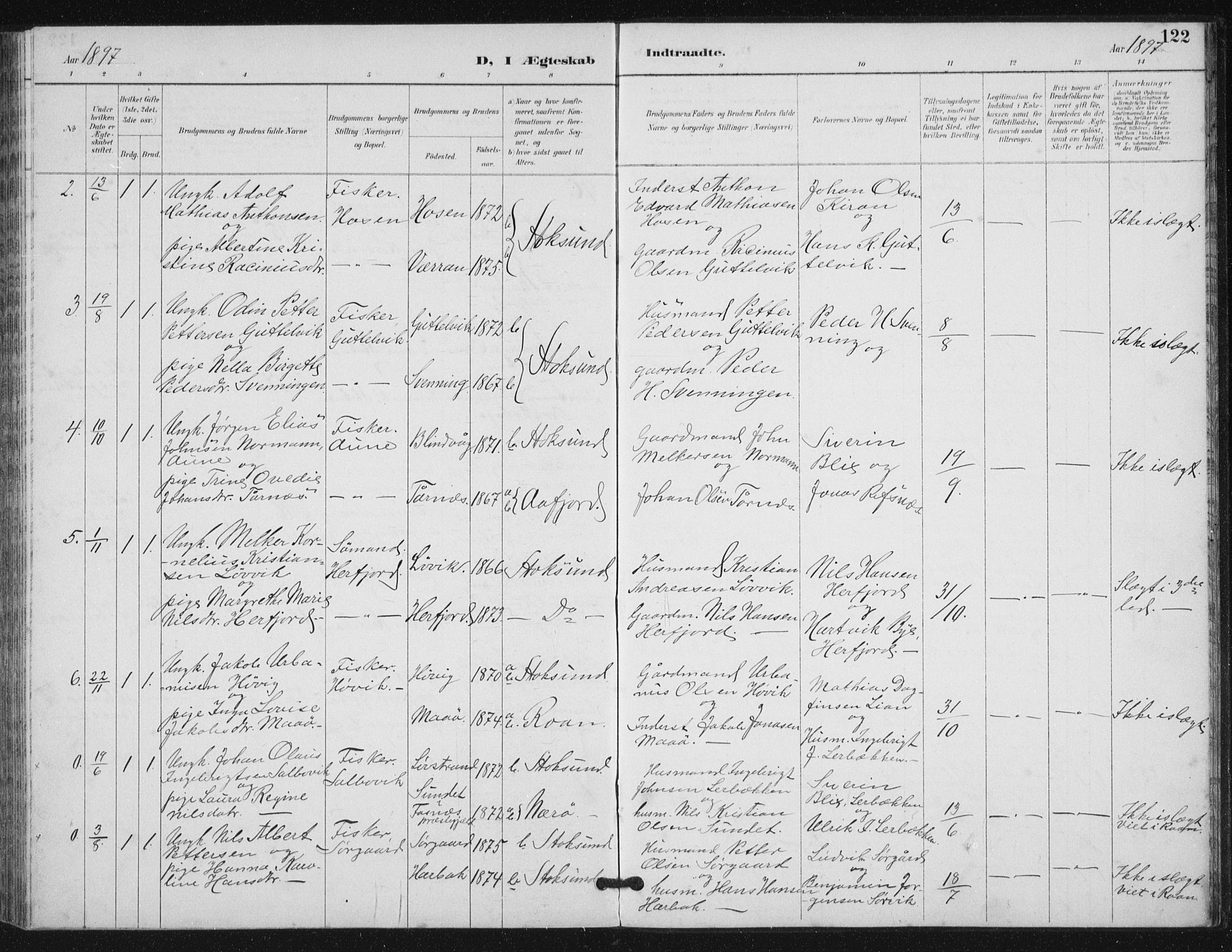 Ministerialprotokoller, klokkerbøker og fødselsregistre - Sør-Trøndelag, SAT/A-1456/656/L0698: Parish register (copy) no. 656C04, 1890-1904, p. 122