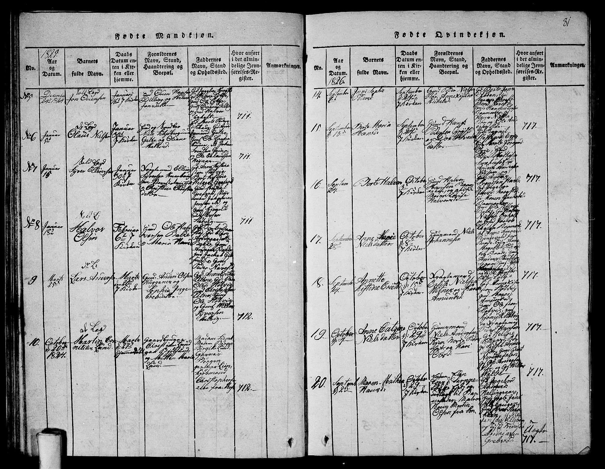 Rygge prestekontor Kirkebøker, AV/SAO-A-10084b/G/Ga/L0001: Parish register (copy) no. 1, 1814-1871, p. 80-81