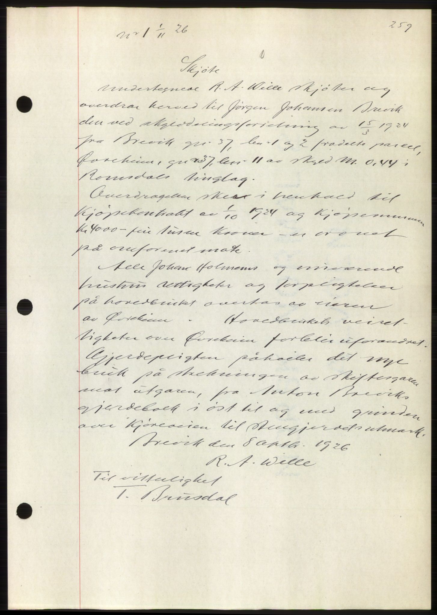 Romsdal sorenskriveri, AV/SAT-A-4149/1/2/2C/L0051: Mortgage book no. 45, 1926-1927, Deed date: 01.11.1926