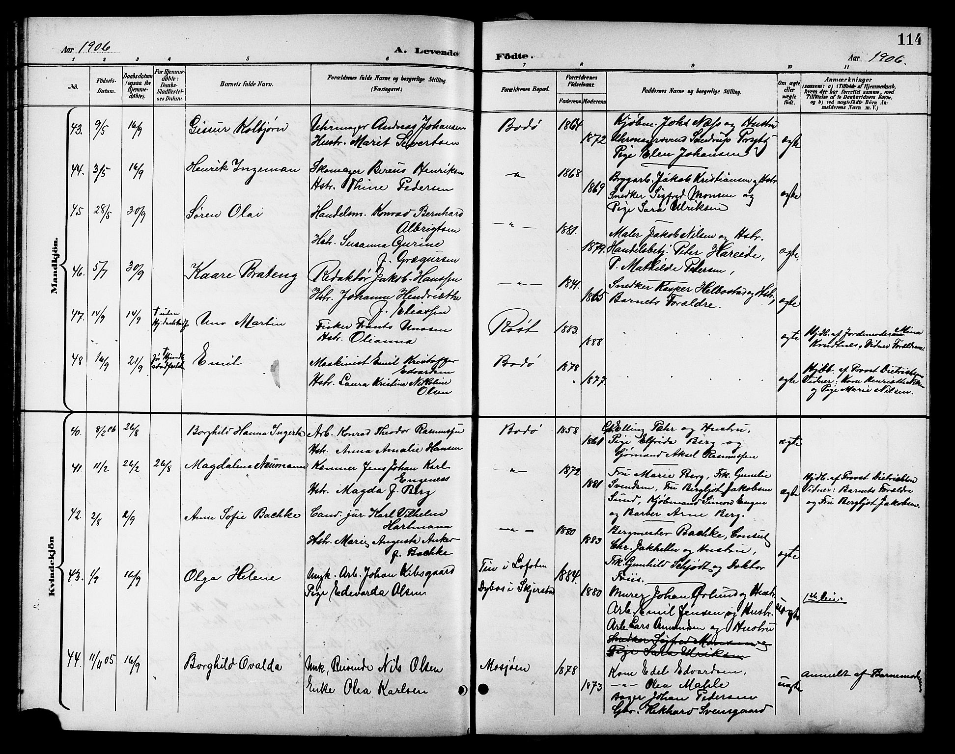 Ministerialprotokoller, klokkerbøker og fødselsregistre - Nordland, SAT/A-1459/801/L0033: Parish register (copy) no. 801C08, 1898-1910, p. 114