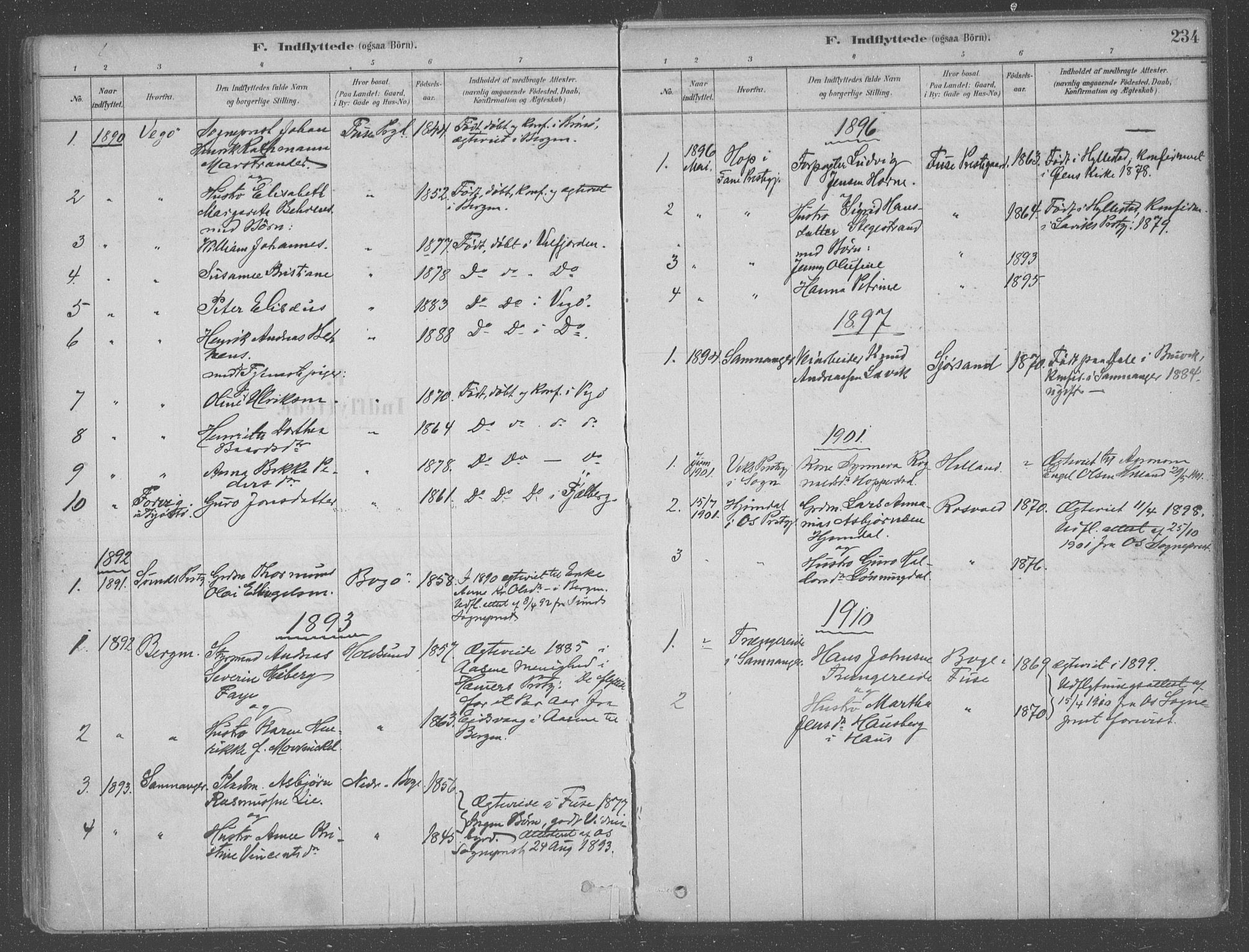 Fusa sokneprestembete, SAB/A-75401/H/Haa: Parish register (official) no. B 1, 1880-1938, p. 234