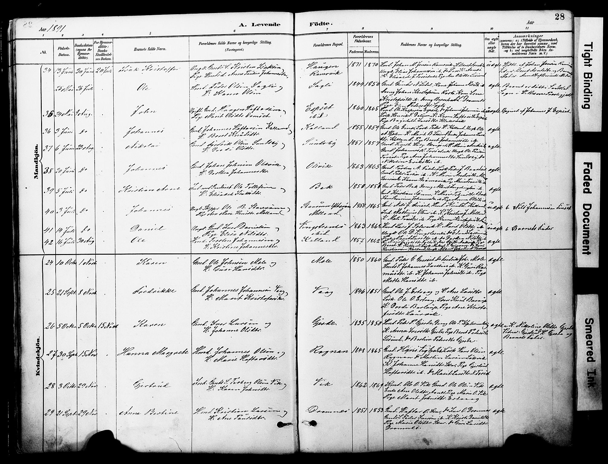 Ministerialprotokoller, klokkerbøker og fødselsregistre - Møre og Romsdal, AV/SAT-A-1454/578/L0907: Parish register (official) no. 578A06, 1887-1904, p. 28