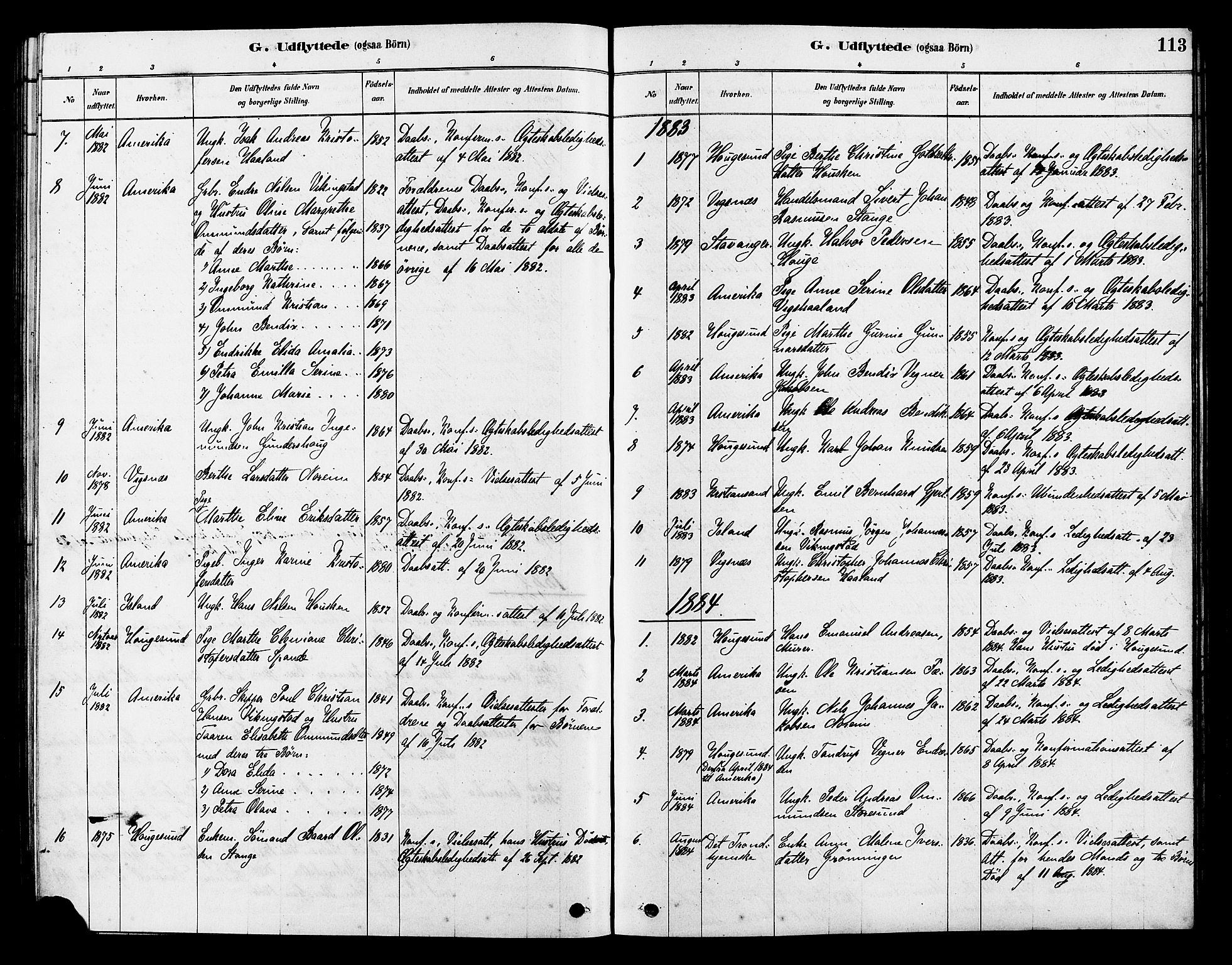 Torvastad sokneprestkontor, AV/SAST-A -101857/H/Ha/Haa/L0014: Parish register (official) no. A 13, 1879-1888, p. 113