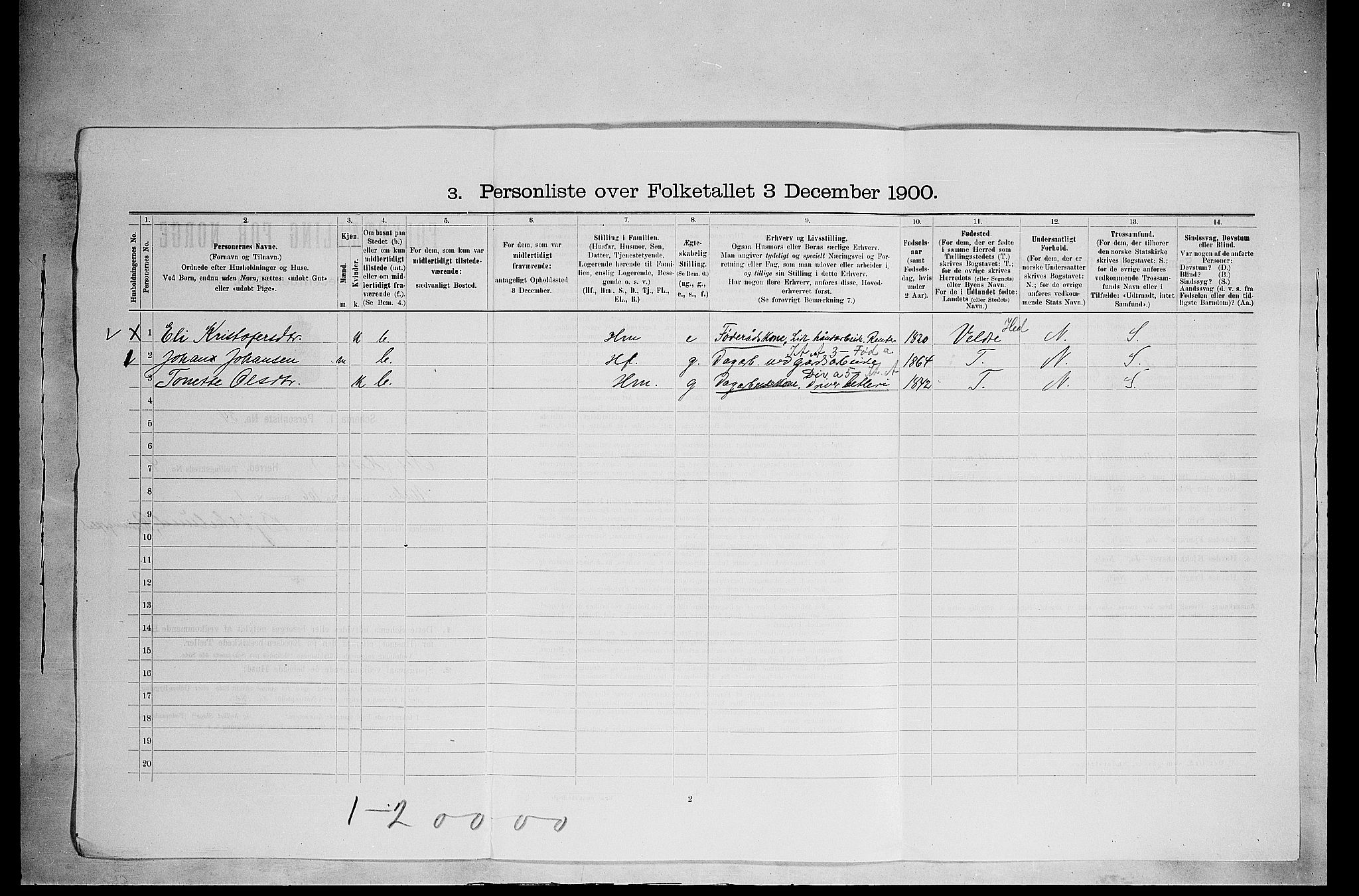 SAH, 1900 census for Nes, 1900, p. 617