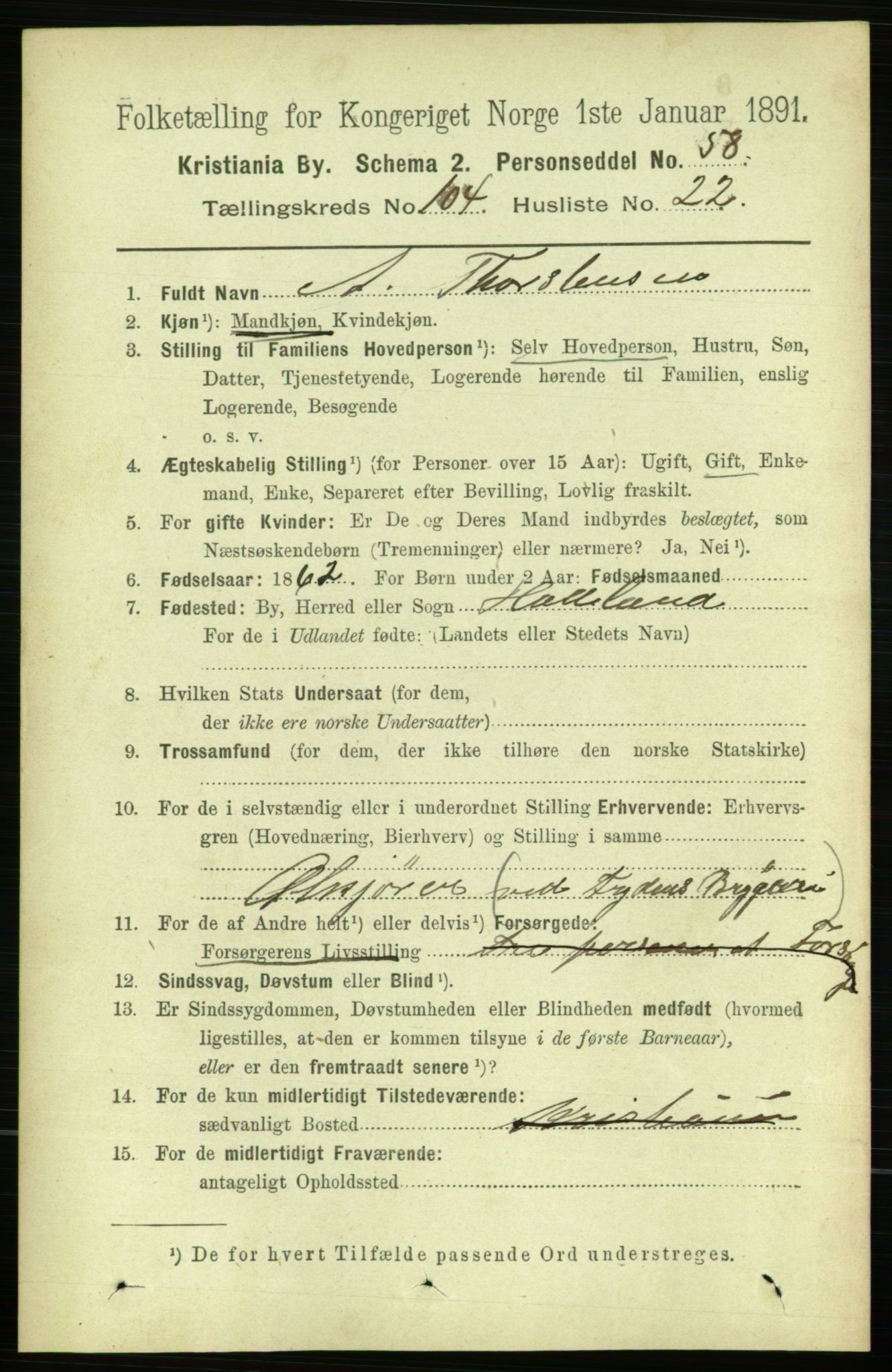 RA, 1891 census for 0301 Kristiania, 1891, p. 52660