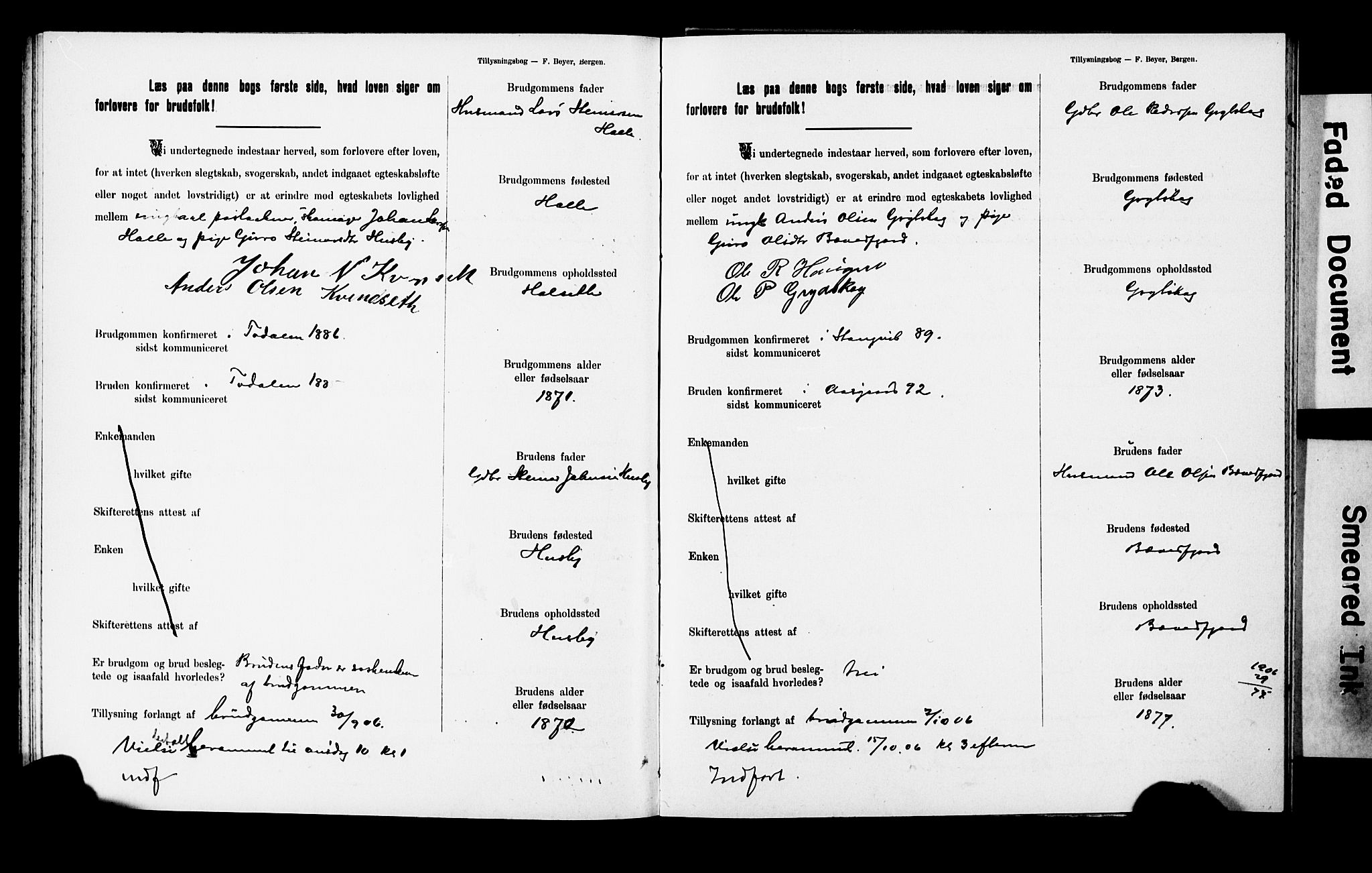 Ministerialprotokoller, klokkerbøker og fødselsregistre - Møre og Romsdal, AV/SAT-A-1454/592/L1028: Banns register no. 592A06, 1903-1909