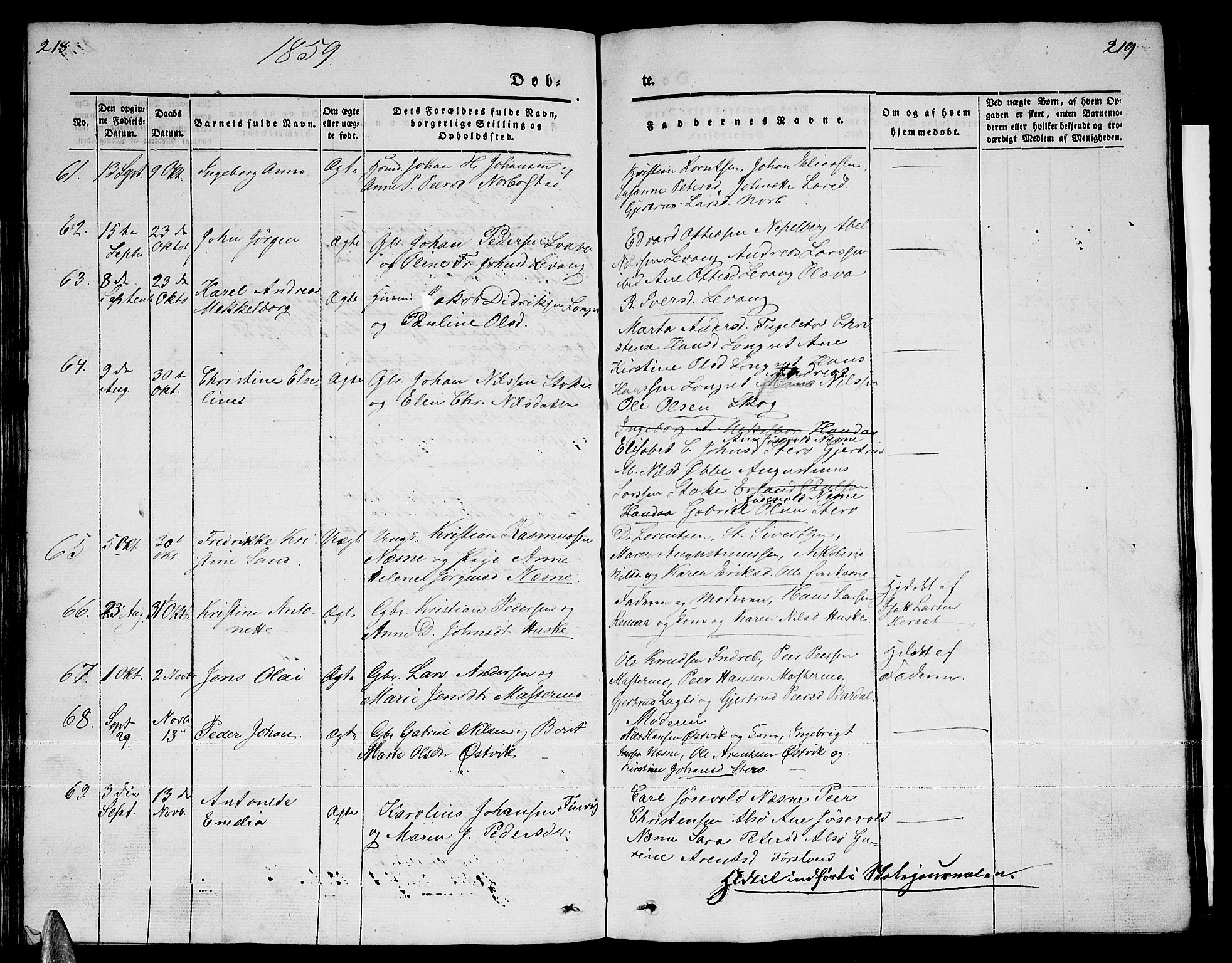 Ministerialprotokoller, klokkerbøker og fødselsregistre - Nordland, AV/SAT-A-1459/838/L0555: Parish register (copy) no. 838C02, 1842-1861, p. 218-219