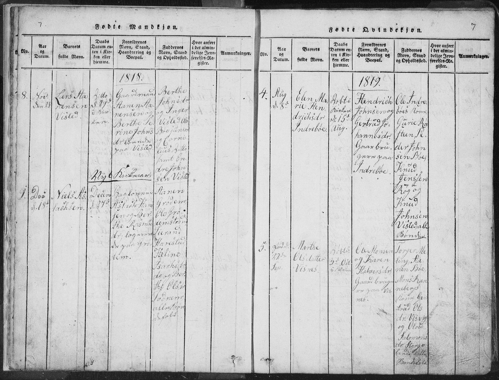 Hetland sokneprestkontor, AV/SAST-A-101826/30/30BA/L0001: Parish register (official) no. A 1, 1816-1856, p. 7