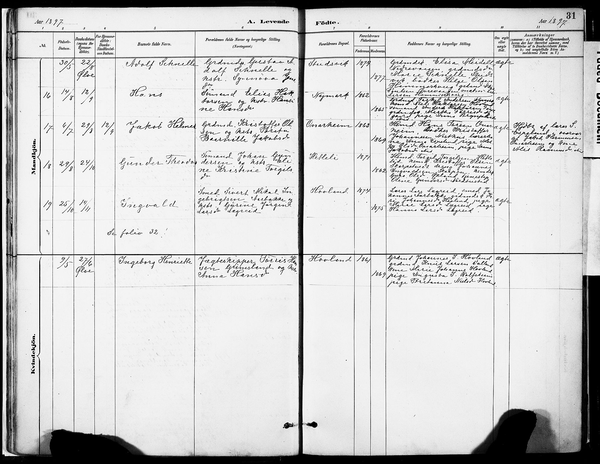 Tysnes sokneprestembete, SAB/A-78601/H/Haa: Parish register (official) no. C 1, 1887-1912, p. 31