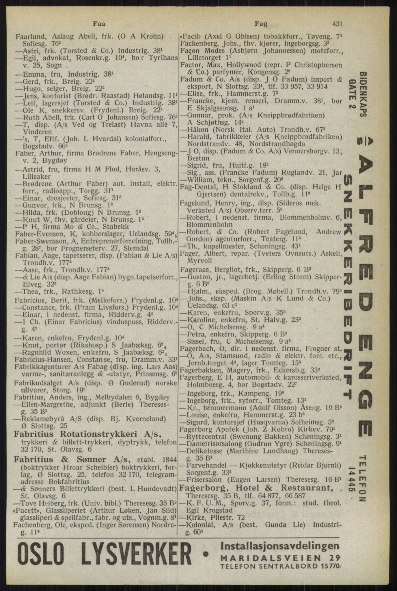 Kristiania/Oslo adressebok, PUBL/-, 1944, p. 431