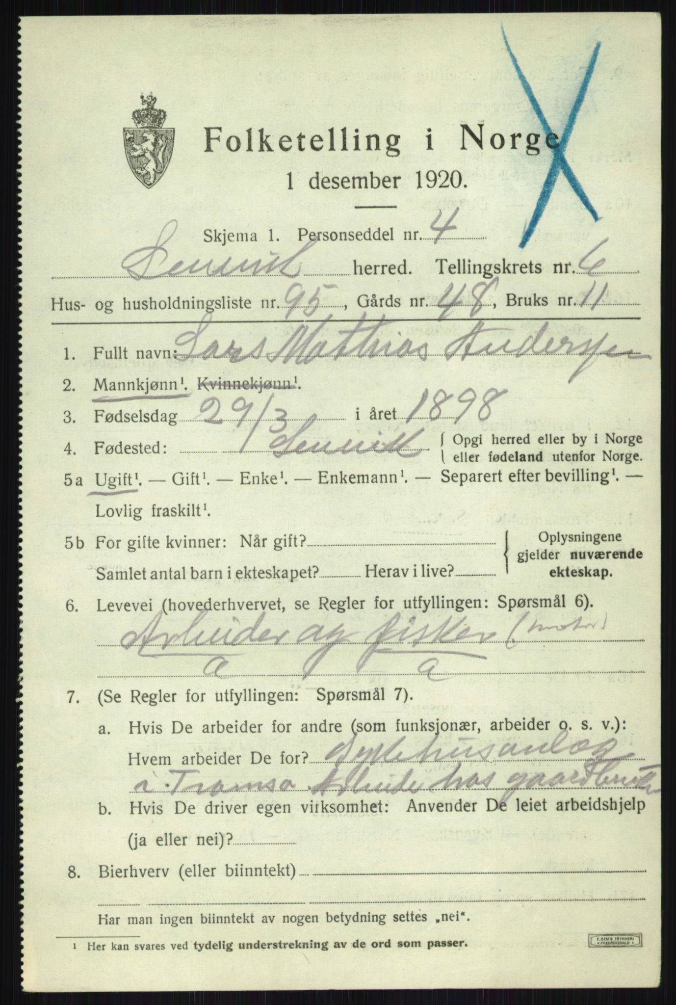 SATØ, 1920 census for Lenvik, 1920, p. 9238