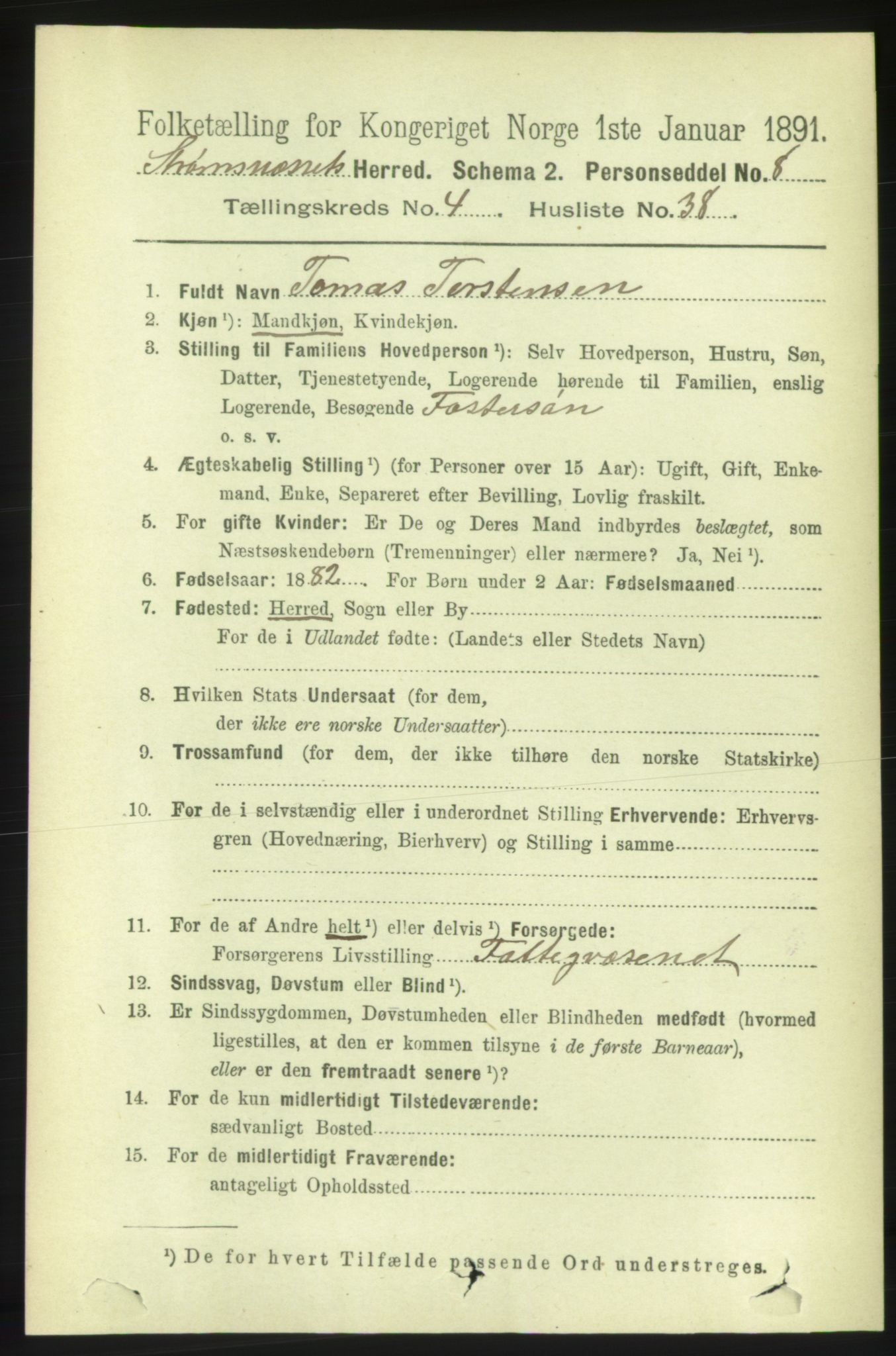 RA, 1891 census for 1559 Straumsnes, 1891, p. 1035