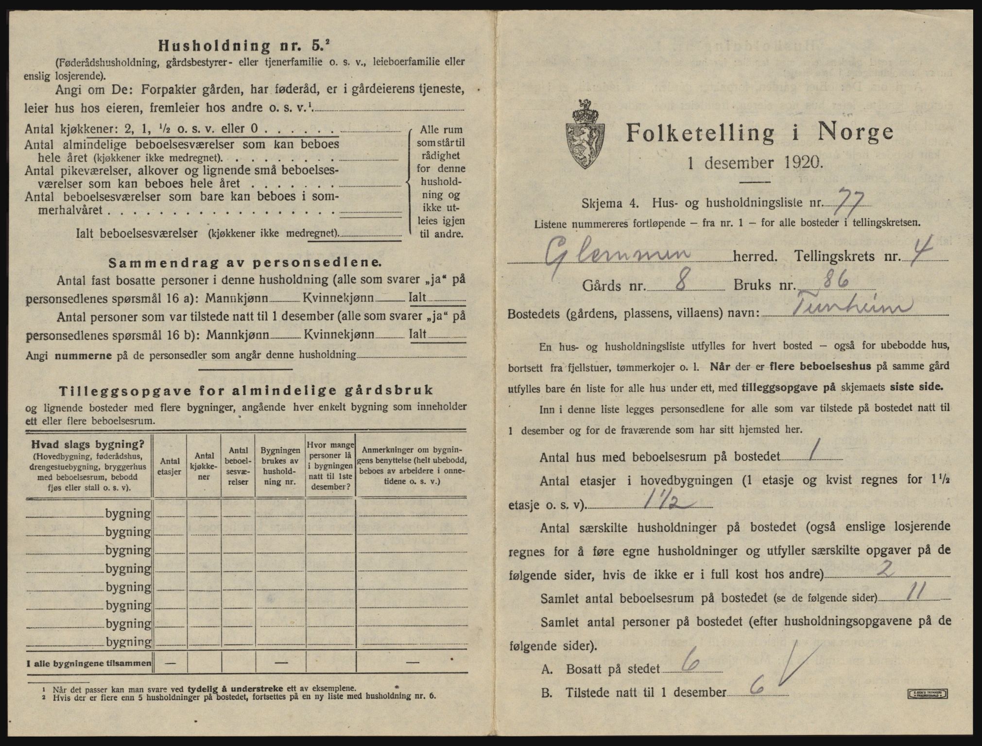 SAO, 1920 census for Glemmen, 1920, p. 1341