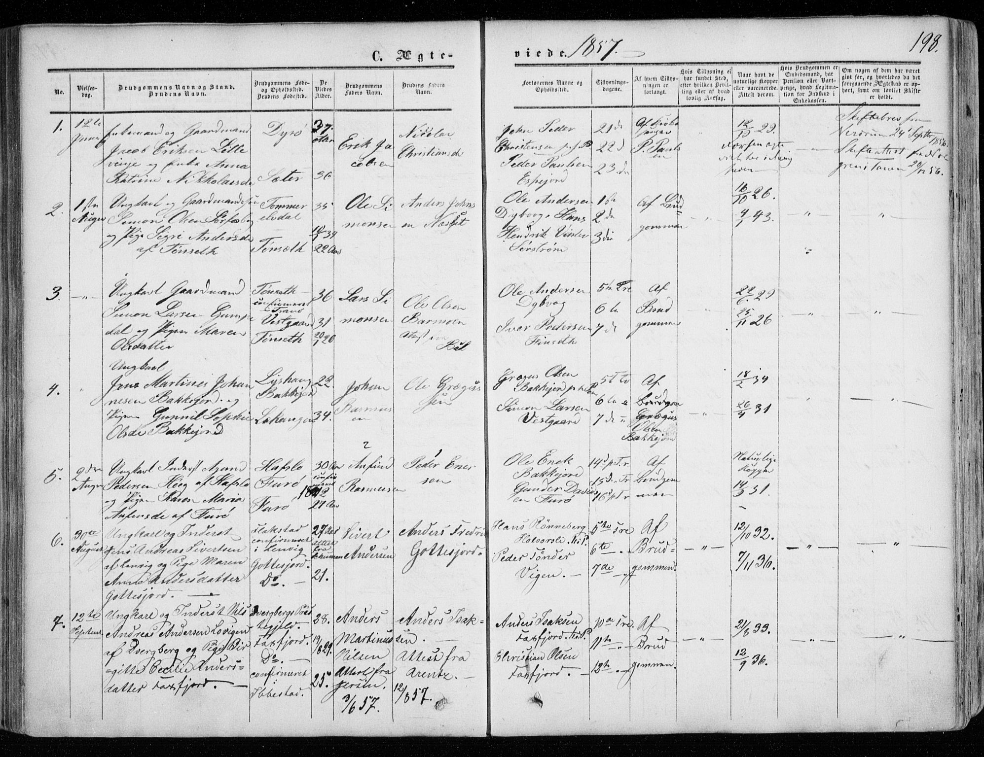 Tranøy sokneprestkontor, SATØ/S-1313/I/Ia/Iaa/L0007kirke: Parish register (official) no. 7, 1856-1866, p. 198