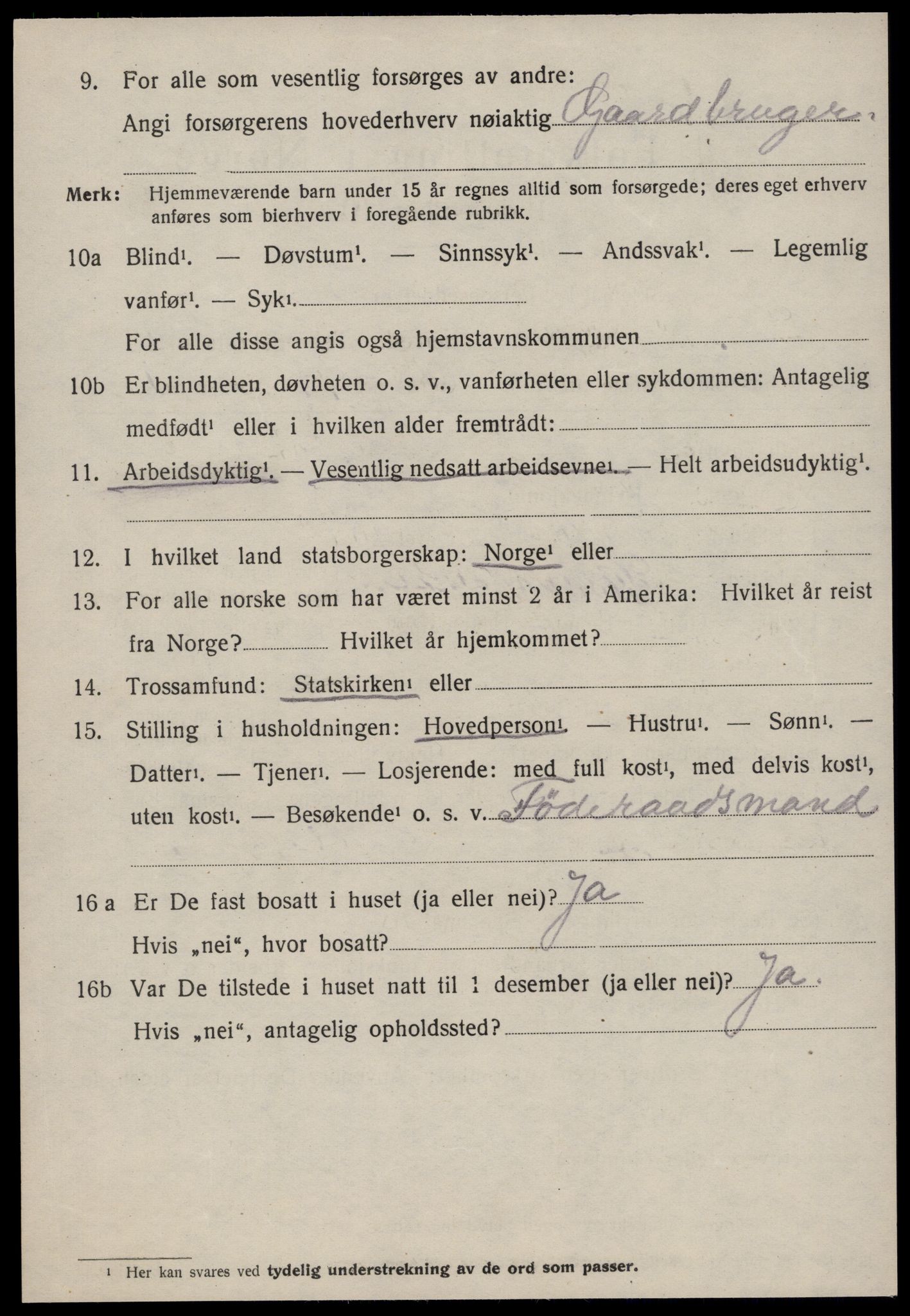 SAT, 1920 census for Sunnylven, 1920, p. 3123