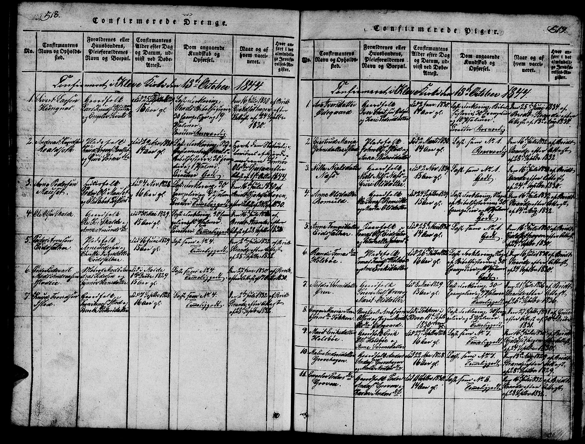 Ministerialprotokoller, klokkerbøker og fødselsregistre - Møre og Romsdal, SAT/A-1454/557/L0683: Parish register (copy) no. 557C01, 1818-1862, p. 518-519