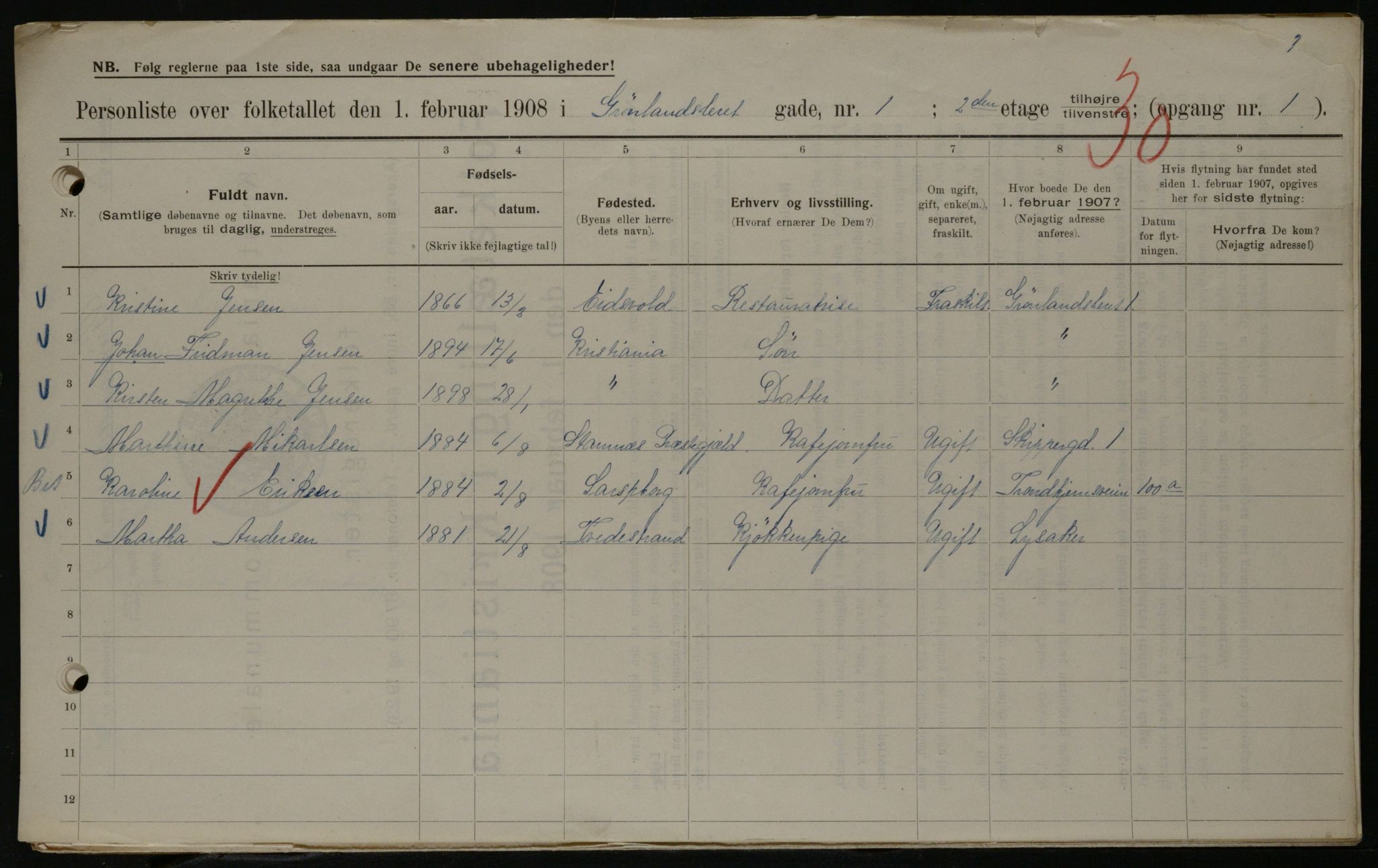 OBA, Municipal Census 1908 for Kristiania, 1908, p. 28461