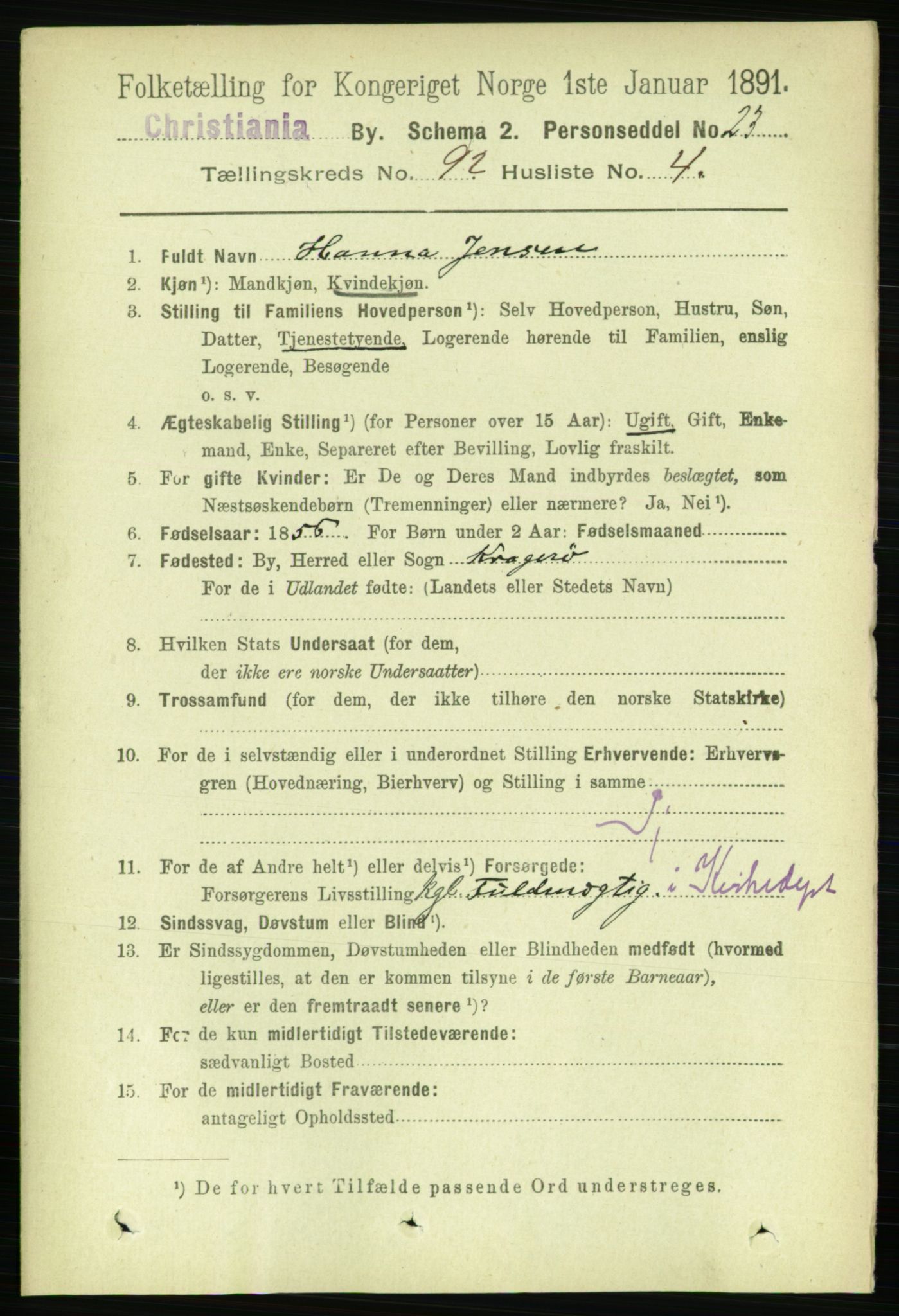 RA, 1891 census for 0301 Kristiania, 1891, p. 45055