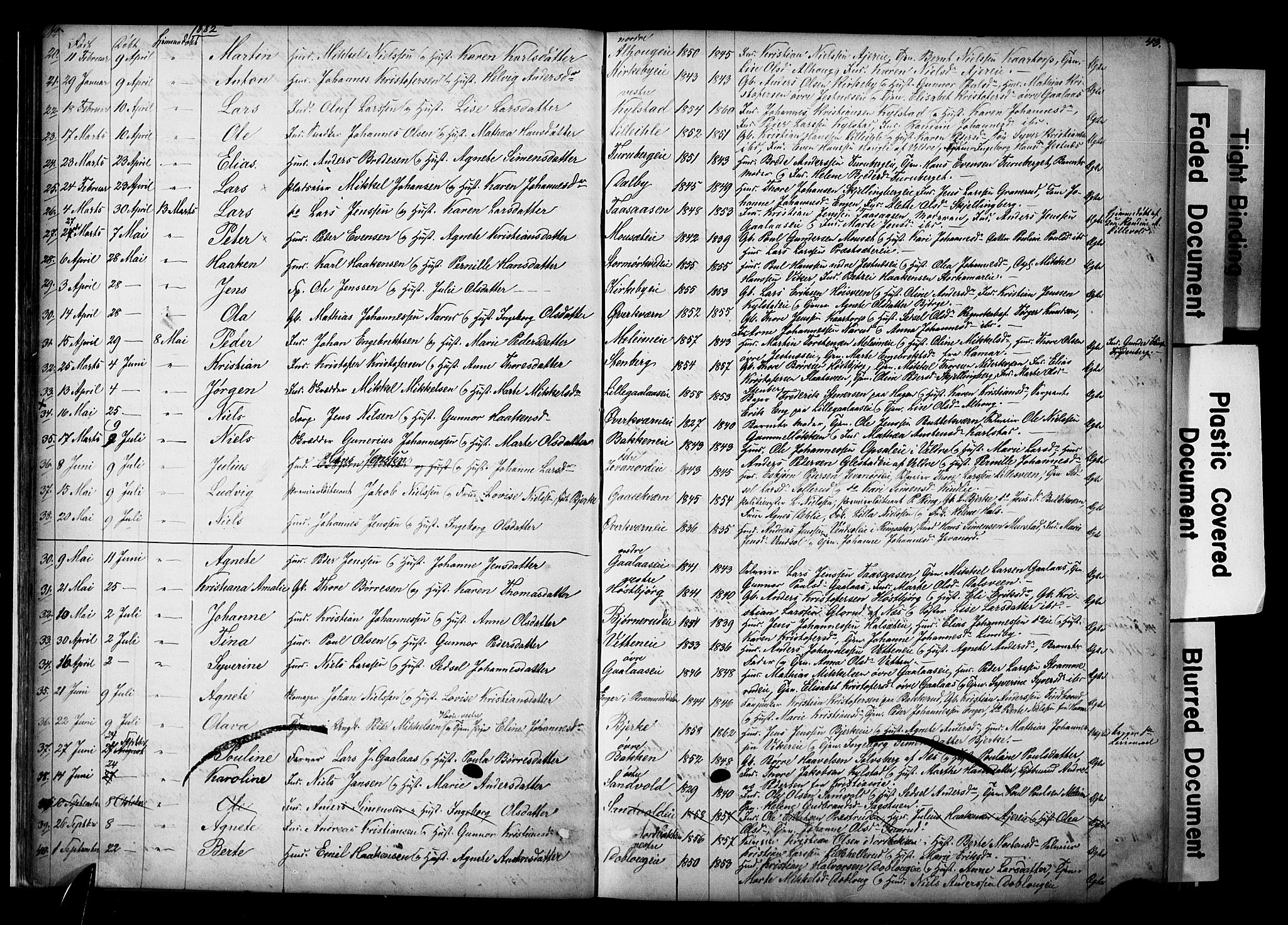 Vang prestekontor, Hedmark, AV/SAH-PREST-008/H/Ha/Hab/L0018: Parish register (copy) no. 18, 1871-1903, p. 43