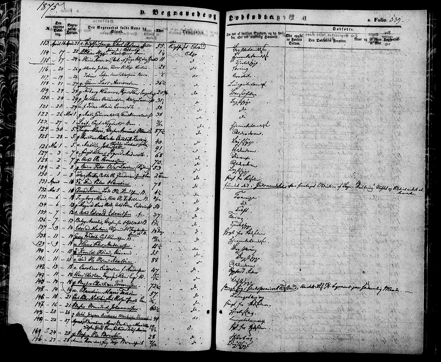 Kristiansand domprosti, SAK/1112-0006/F/Fa/L0015: Parish register (official) no. A 15, 1867-1880, p. 539