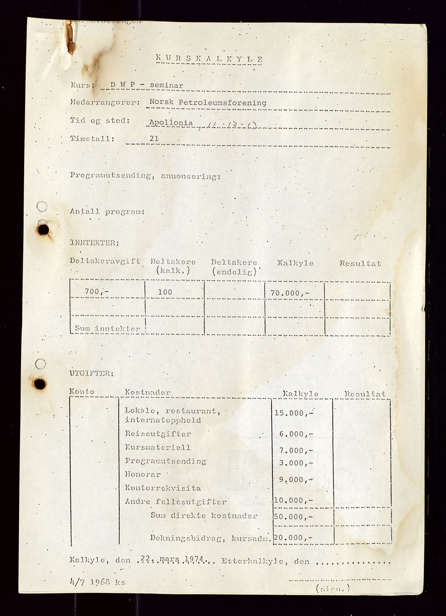 Industridepartementet, Oljekontoret, AV/SAST-A-101348/Di/L0001: DWP, møter juni - november, komiteemøter nr. 19 - 26, 1973-1974, p. 188