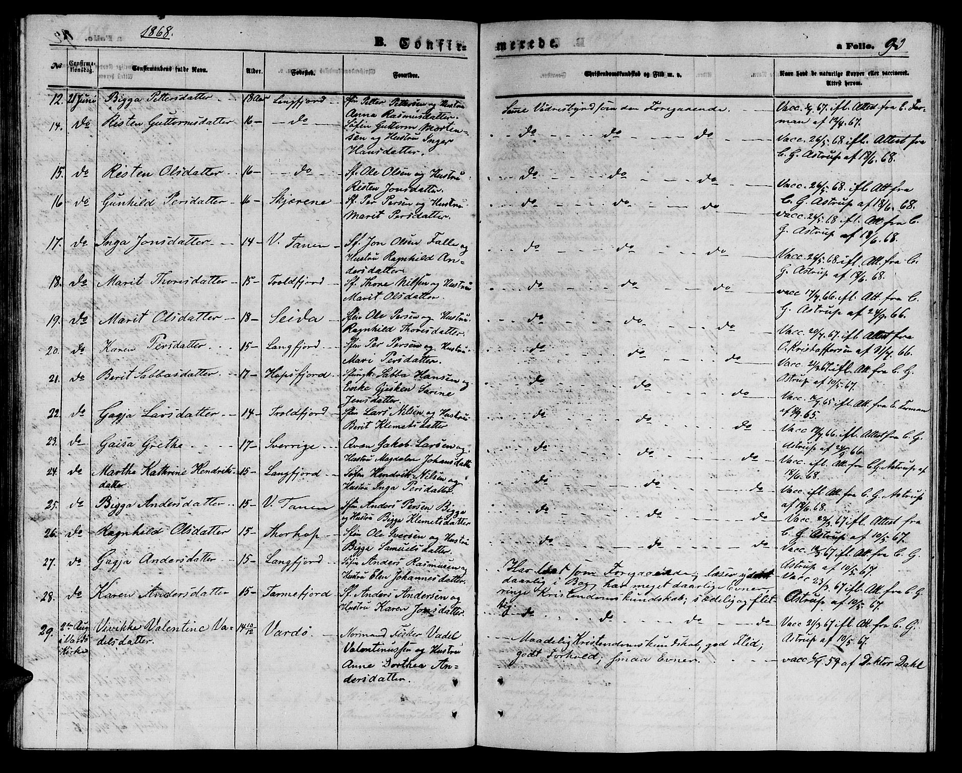 Tana sokneprestkontor, AV/SATØ-S-1334/H/Hb/L0002klokker: Parish register (copy) no. 2 /1, 1866-1877, p. 93