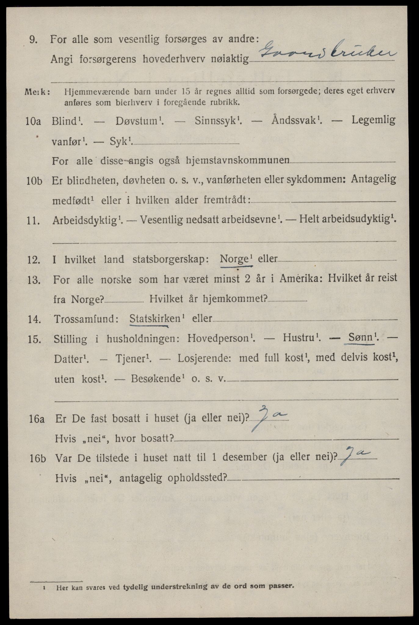 SAST, 1920 census for Klepp, 1920, p. 2879