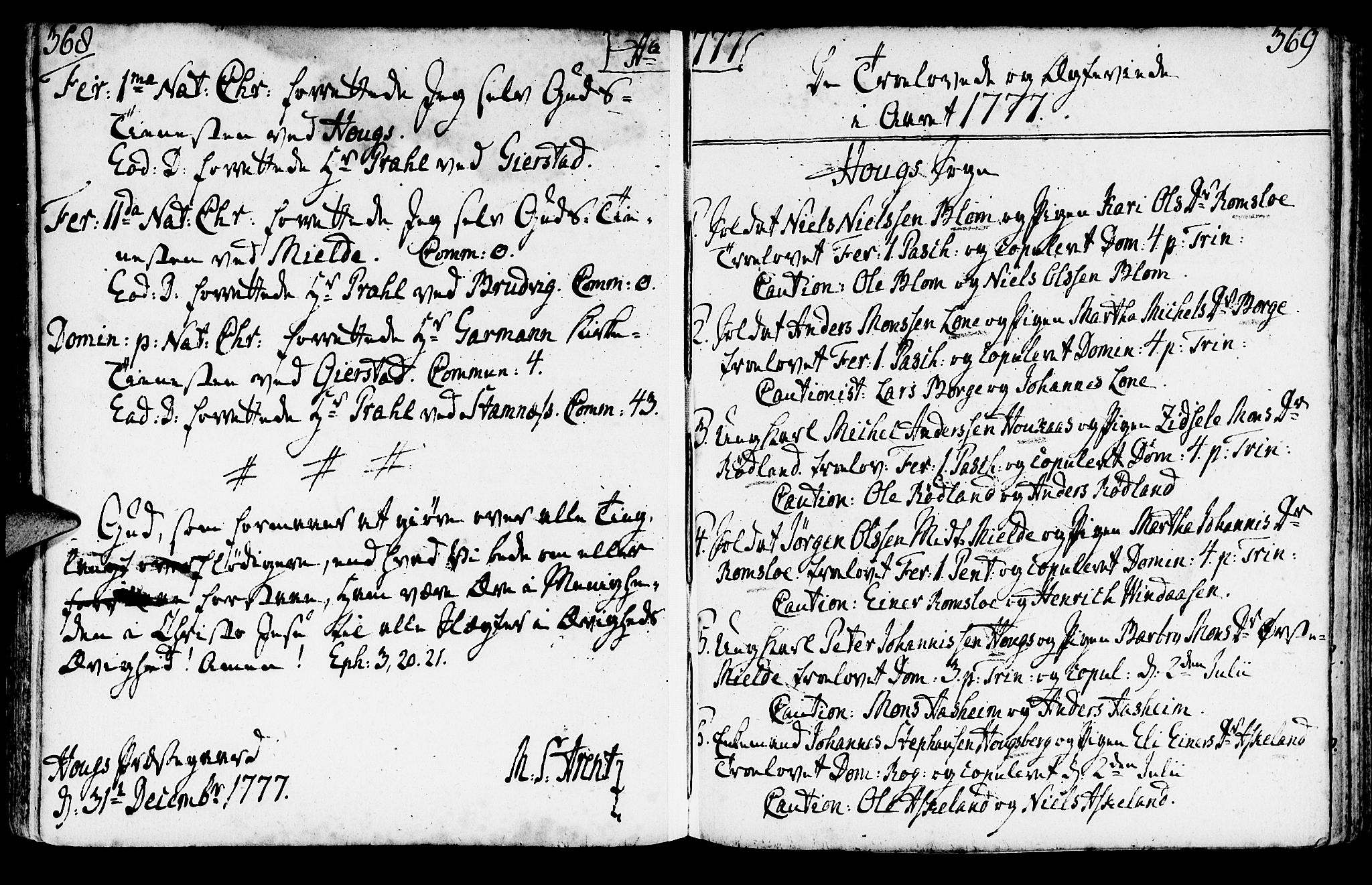 Haus sokneprestembete, AV/SAB-A-75601/H/Haa: Parish register (official) no. A 9, 1767-1781, p. 368-369