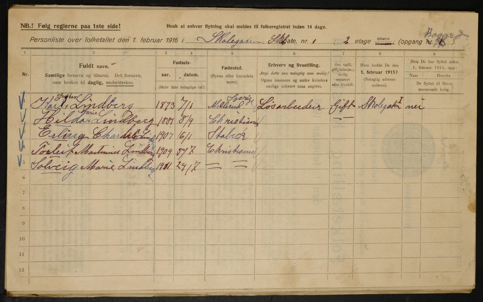 OBA, Municipal Census 1916 for Kristiania, 1916, p. 98640