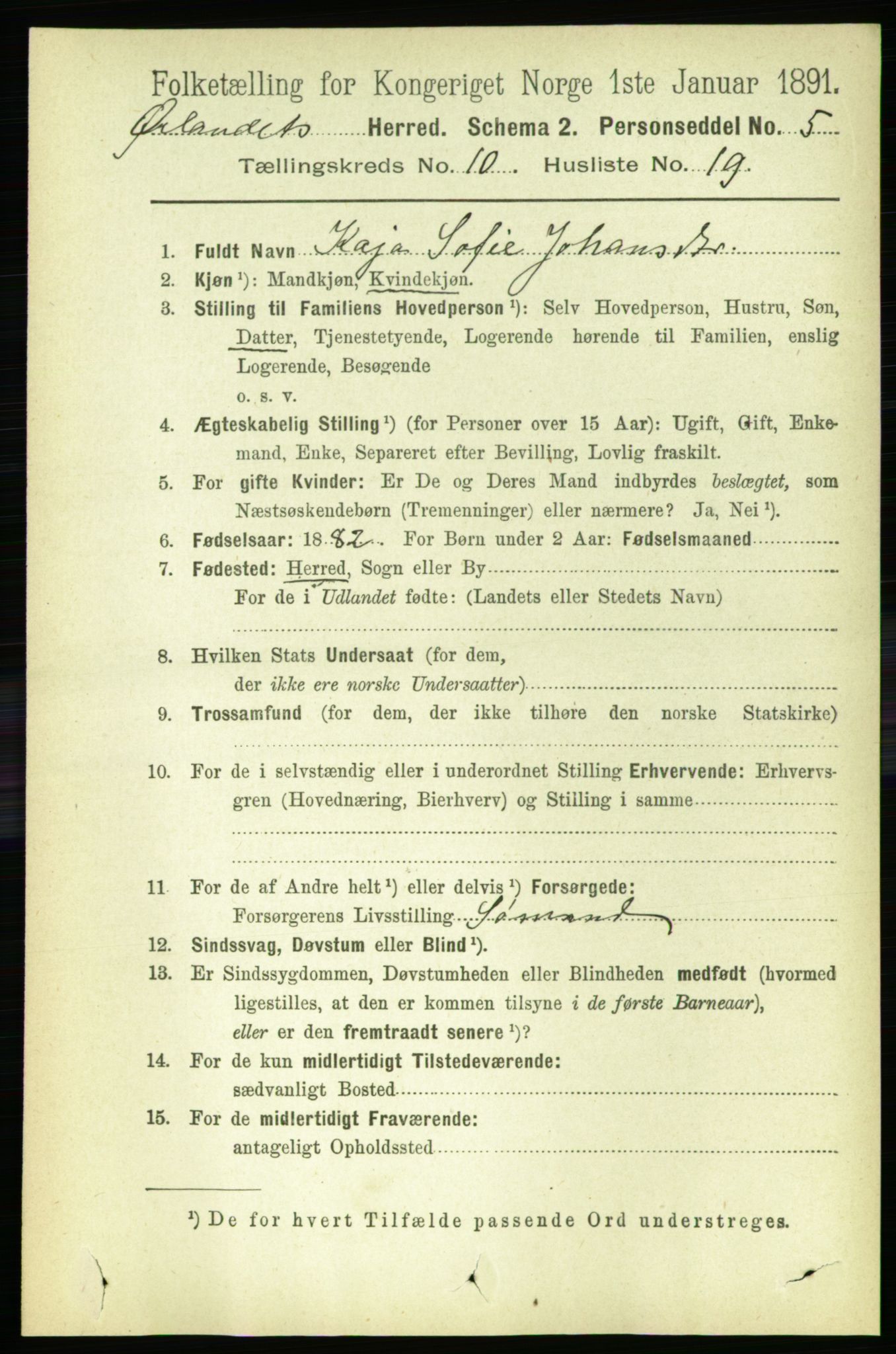 RA, 1891 census for 1621 Ørland, 1891, p. 4318