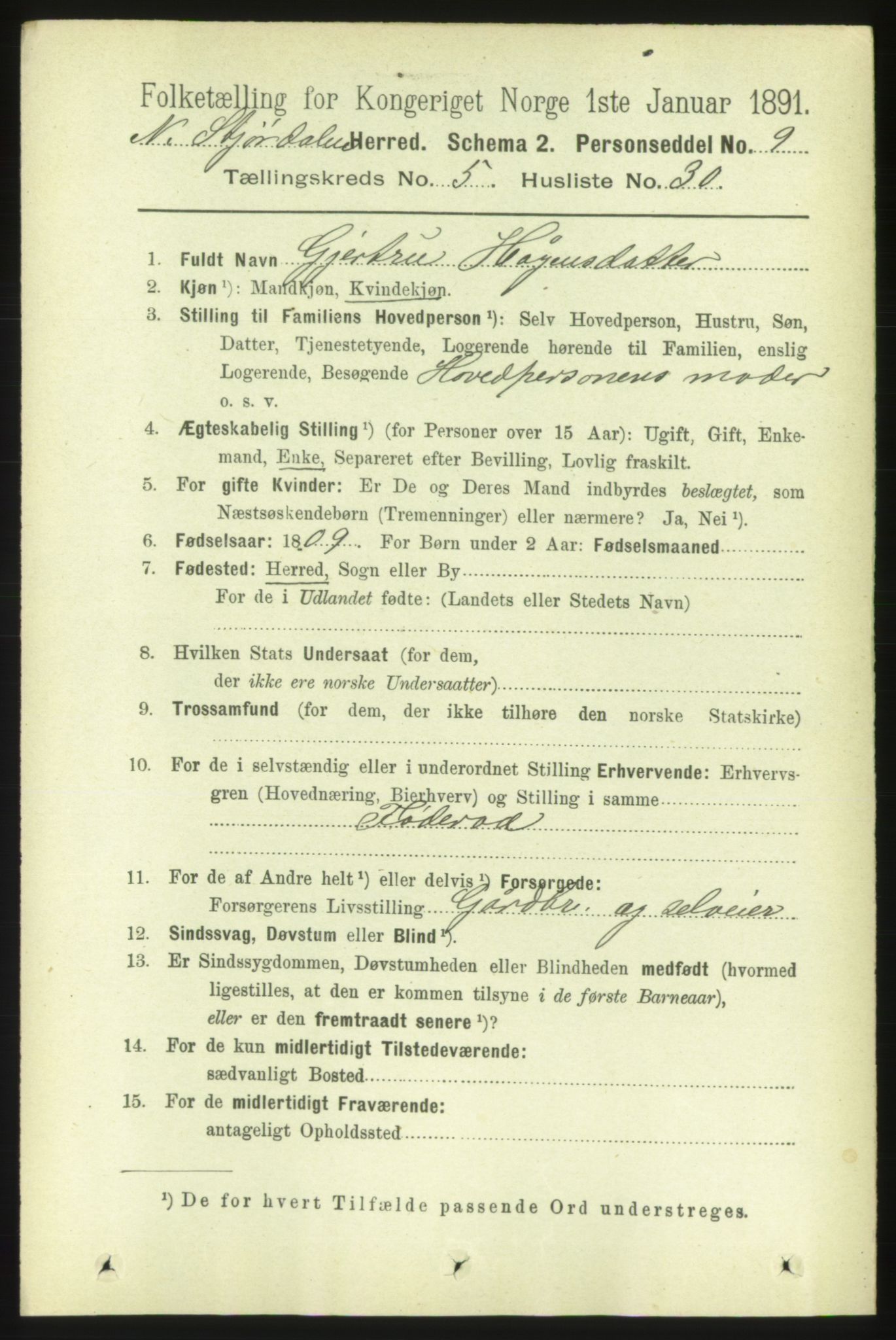 RA, 1891 census for 1714 Nedre Stjørdal, 1891, p. 2193