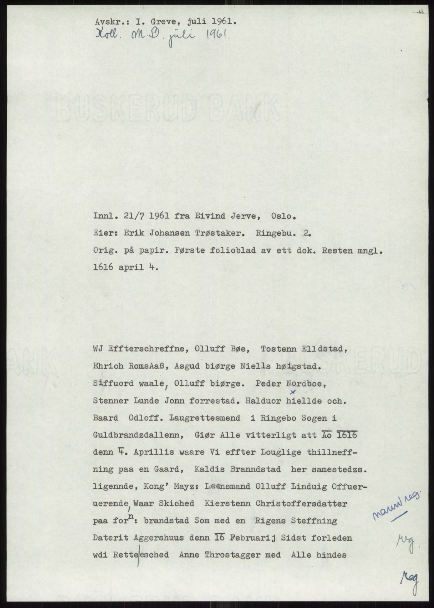 Samlinger til kildeutgivelse, Diplomavskriftsamlingen, AV/RA-EA-4053/H/Ha, p. 426