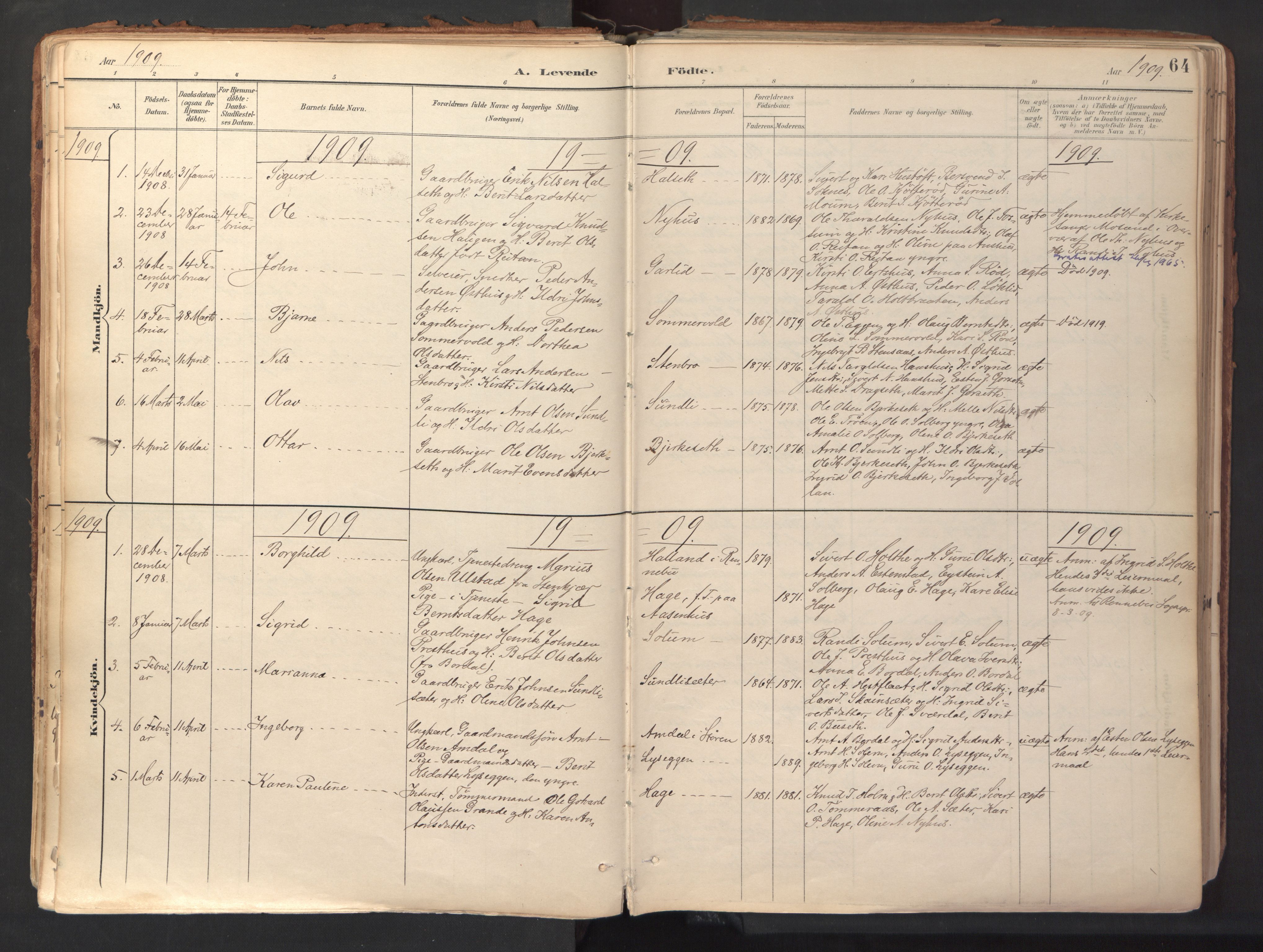 Ministerialprotokoller, klokkerbøker og fødselsregistre - Sør-Trøndelag, SAT/A-1456/689/L1041: Parish register (official) no. 689A06, 1891-1923, p. 64