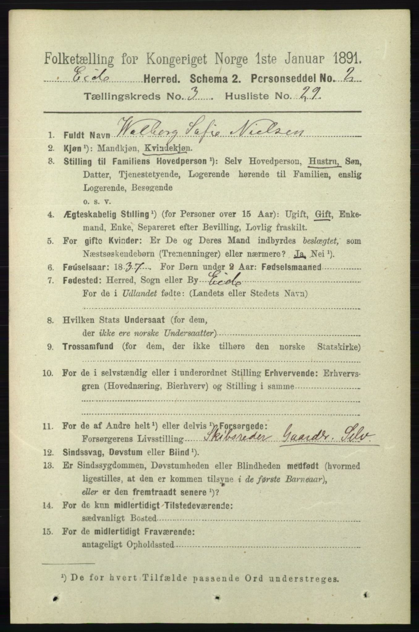 RA, 1891 census for 0925 Eide, 1891, p. 875