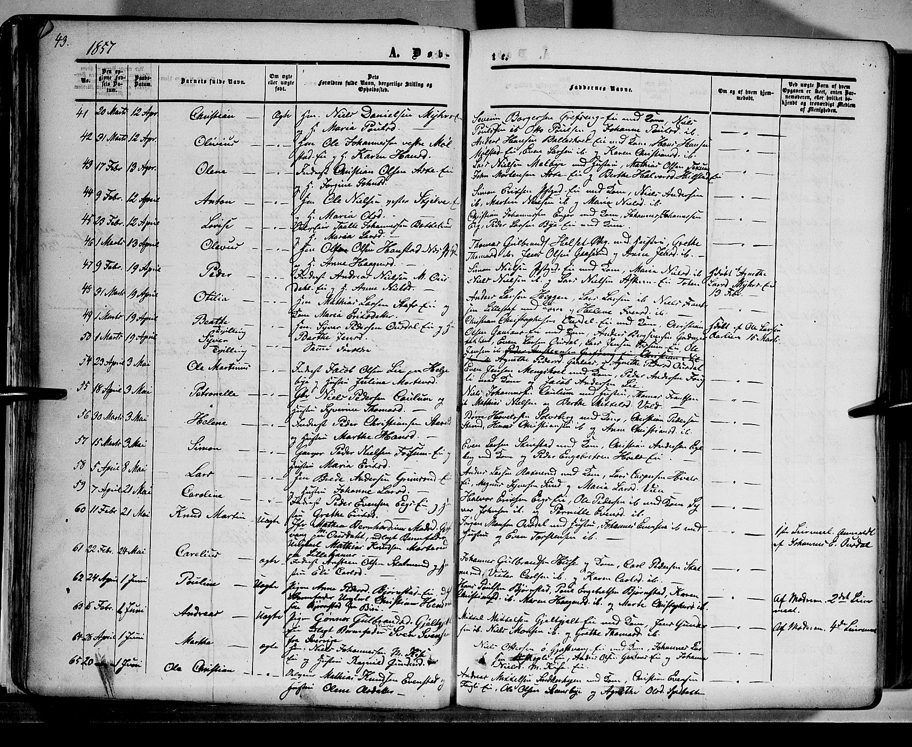 Nes prestekontor, Hedmark, AV/SAH-PREST-020/K/Ka/L0004: Parish register (official) no. 4, 1852-1886, p. 43