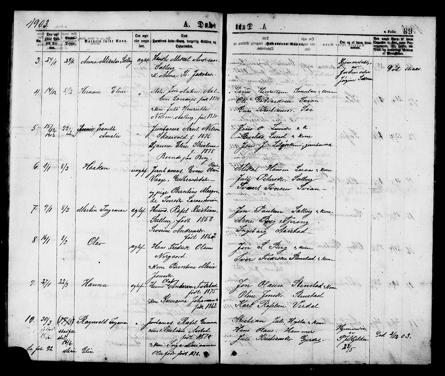 Ministerialprotokoller, klokkerbøker og fødselsregistre - Nord-Trøndelag, SAT/A-1458/731/L0311: Parish register (copy) no. 731C02, 1875-1911, p. 89