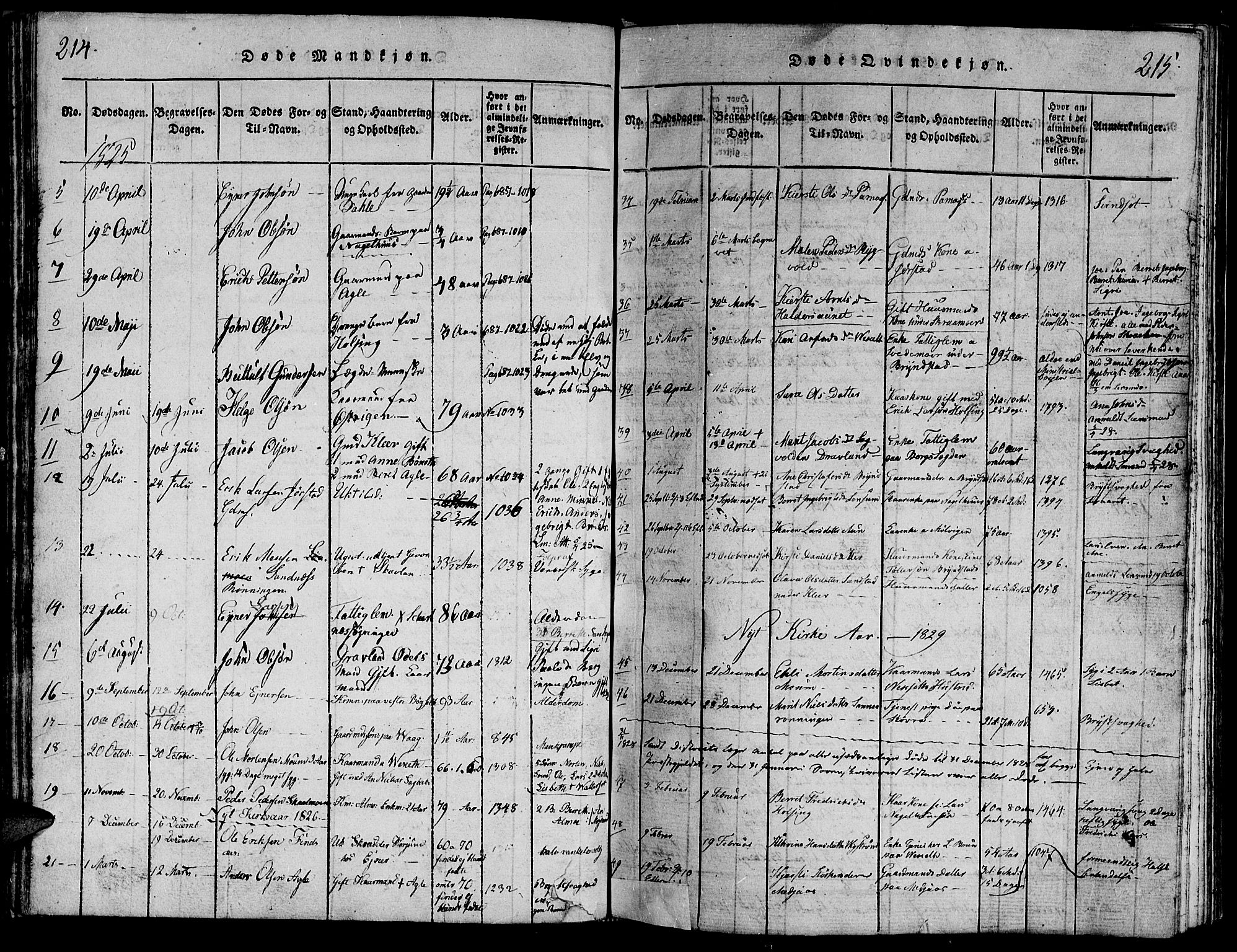 Ministerialprotokoller, klokkerbøker og fødselsregistre - Nord-Trøndelag, SAT/A-1458/749/L0479: Parish register (copy) no. 749C01, 1817-1829, p. 214-215