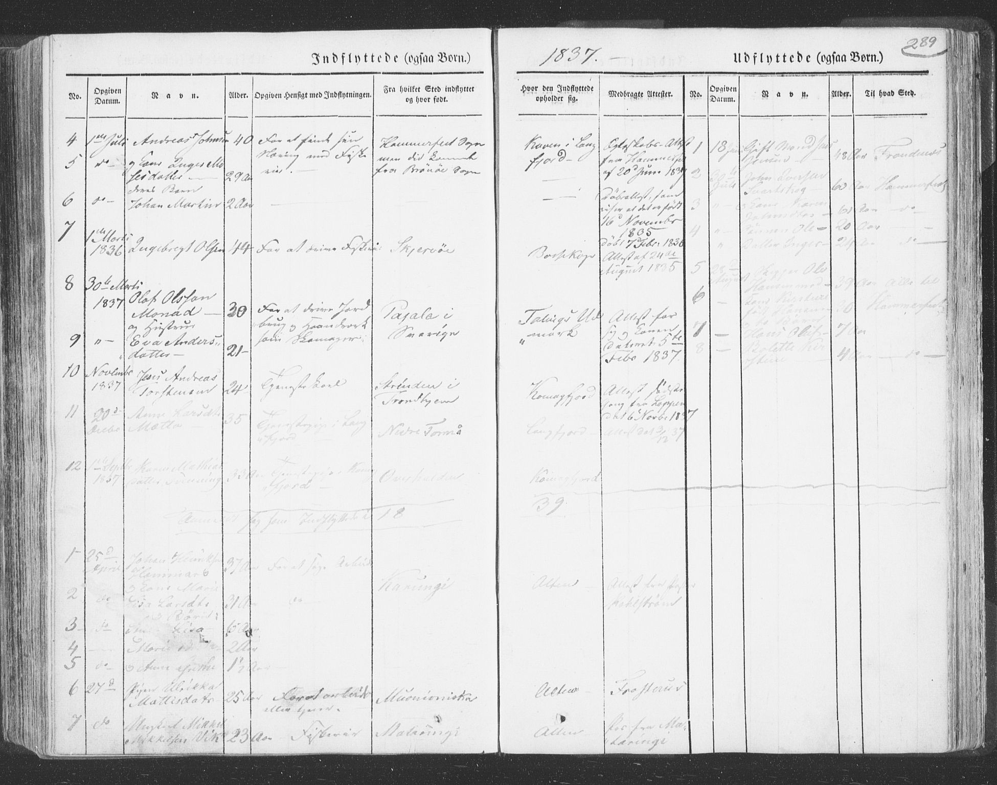 Talvik sokneprestkontor, SATØ/S-1337/H/Ha/L0009kirke: Parish register (official) no. 9, 1837-1852, p. 289