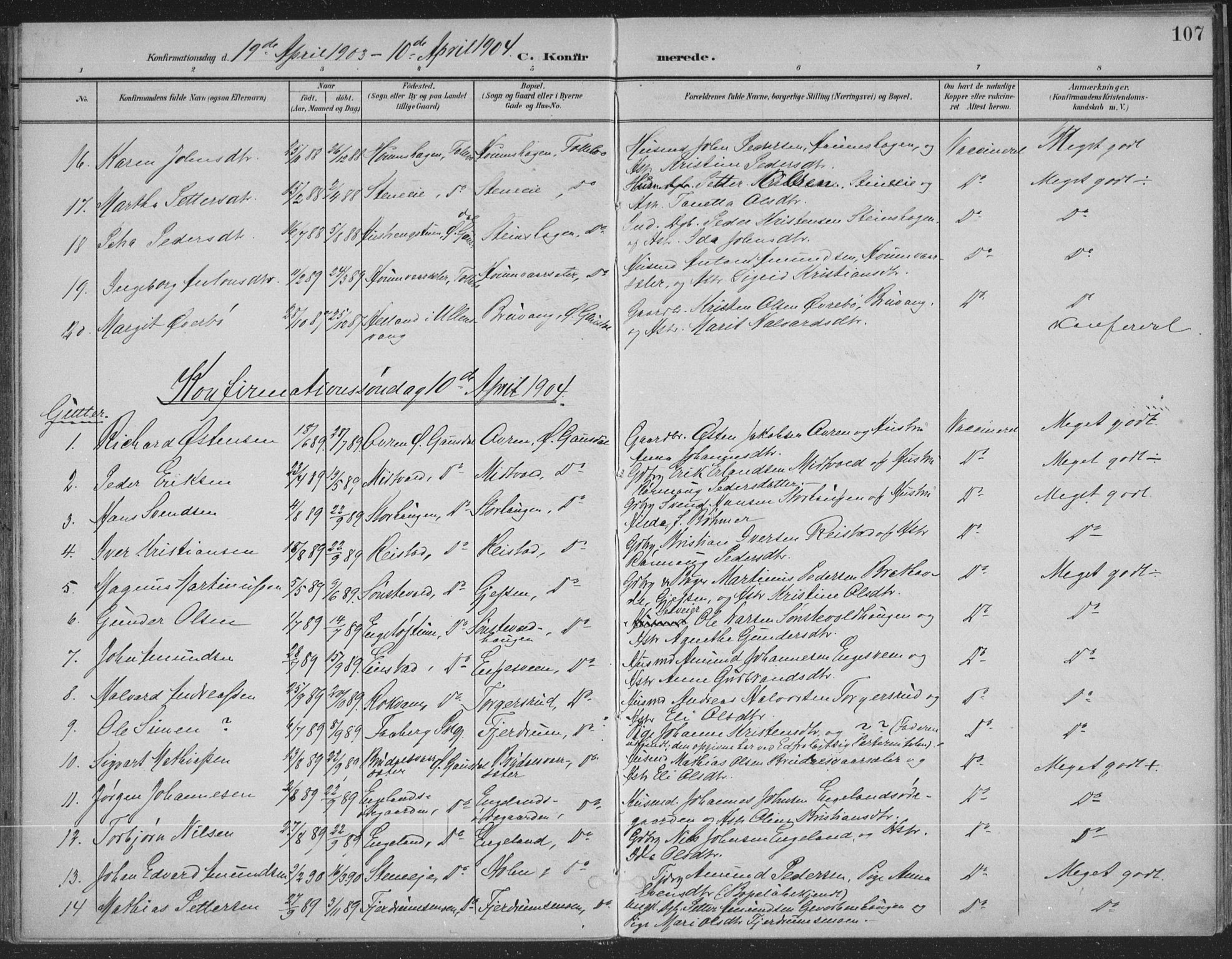 Østre Gausdal prestekontor, SAH/PREST-092/H/Ha/Haa/L0004: Parish register (official) no. 4, 1898-1914, p. 107
