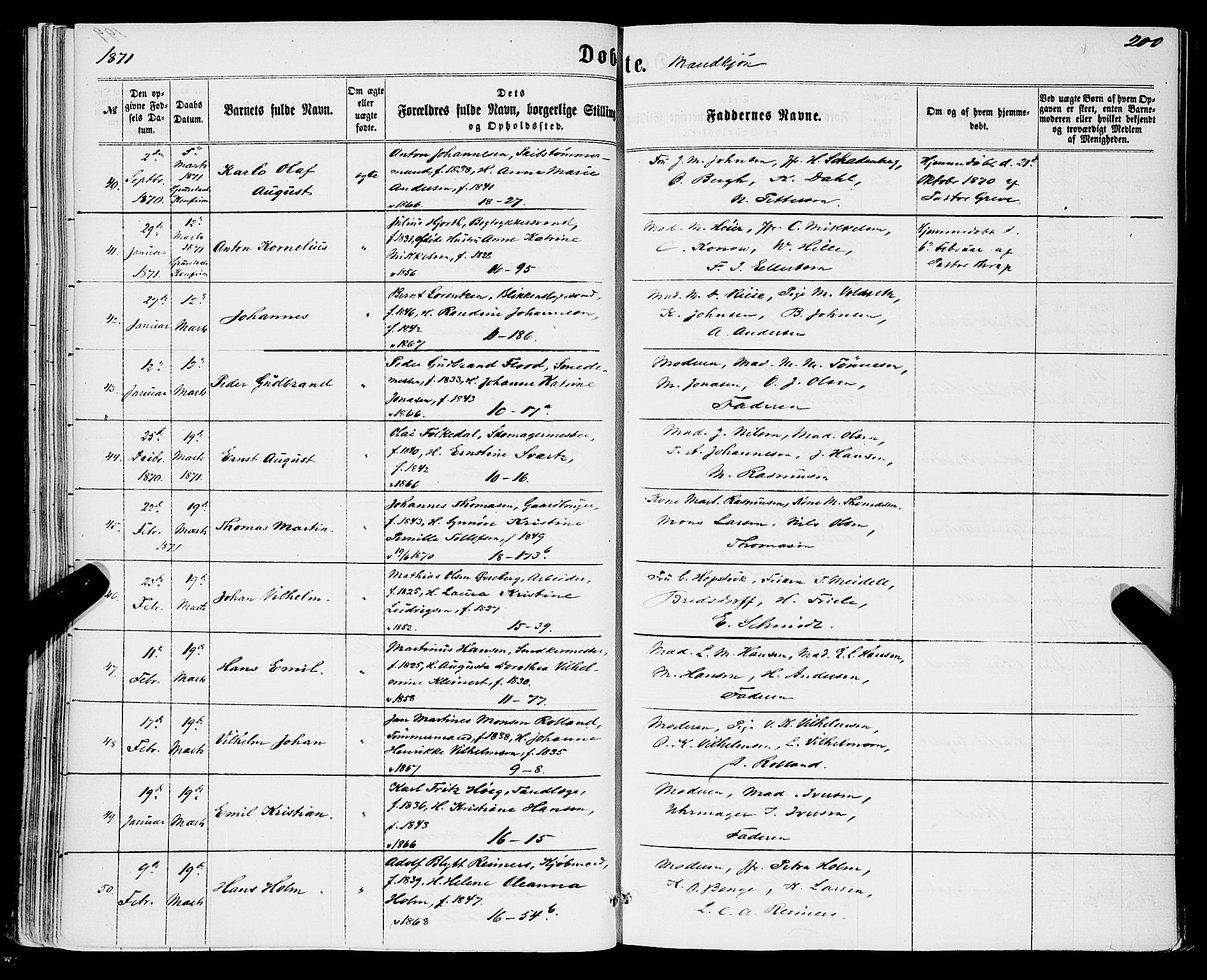 Domkirken sokneprestembete, AV/SAB-A-74801/H/Haa/L0021: Parish register (official) no. B 4, 1859-1871, p. 200