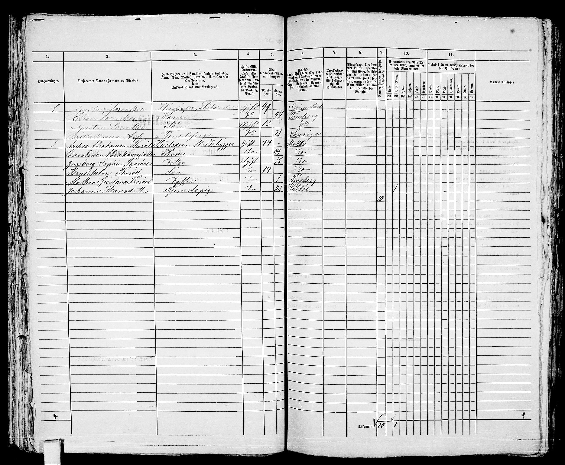 RA, 1865 census for Tønsberg, 1865, p. 441