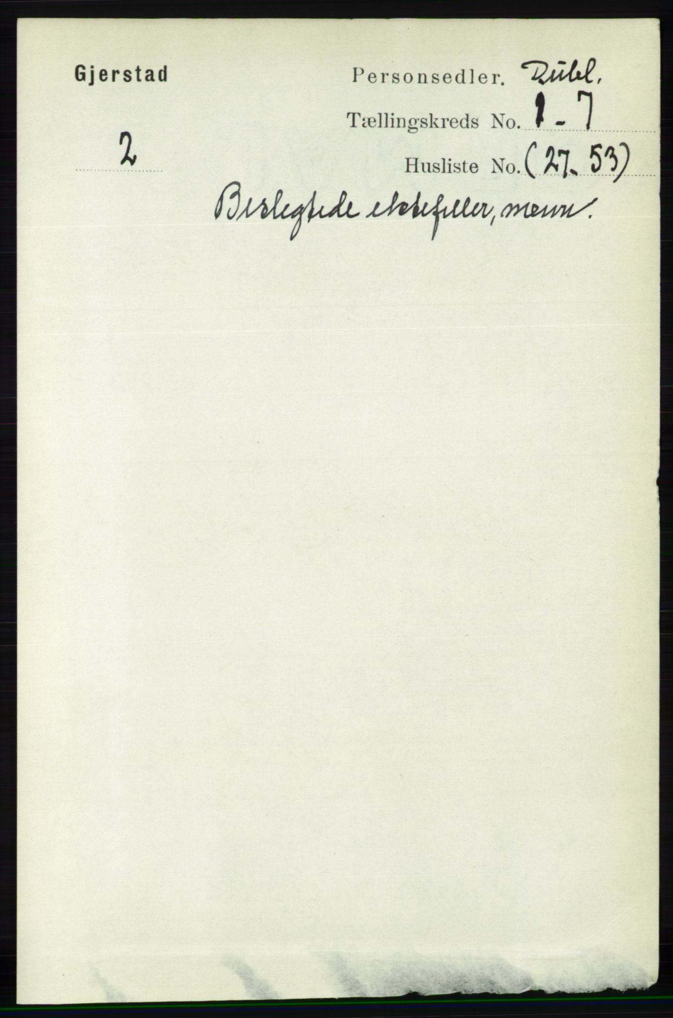 RA, Census 1891 for Nedenes amt: Gjenparter av personsedler for beslektede ektefeller, menn, 1891, p. 33