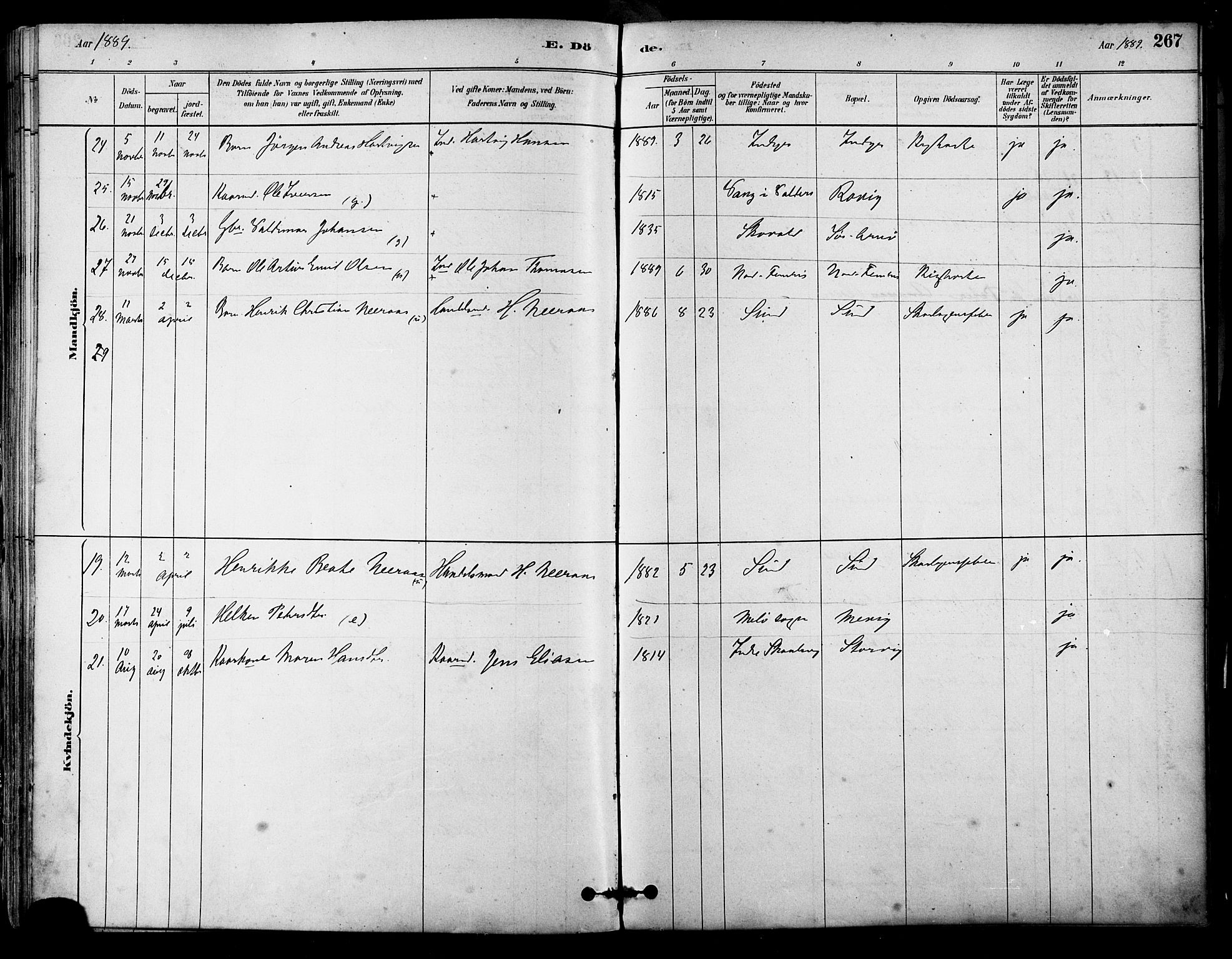 Ministerialprotokoller, klokkerbøker og fødselsregistre - Nordland, AV/SAT-A-1459/805/L0099: Parish register (official) no. 805A06, 1880-1891, p. 267