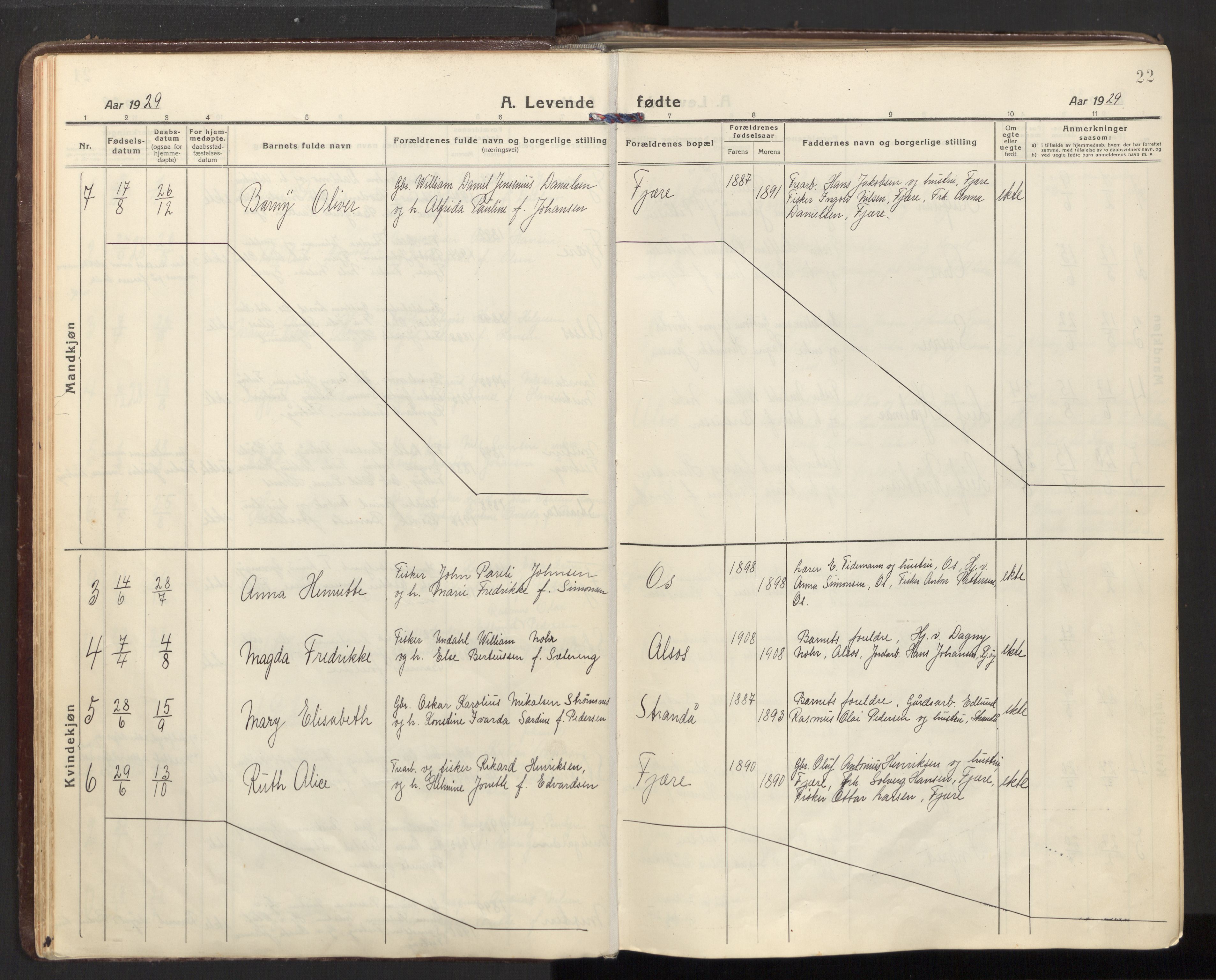 Ministerialprotokoller, klokkerbøker og fødselsregistre - Nordland, AV/SAT-A-1459/803/L0073: Parish register (official) no. 803A03, 1920-1955, p. 22