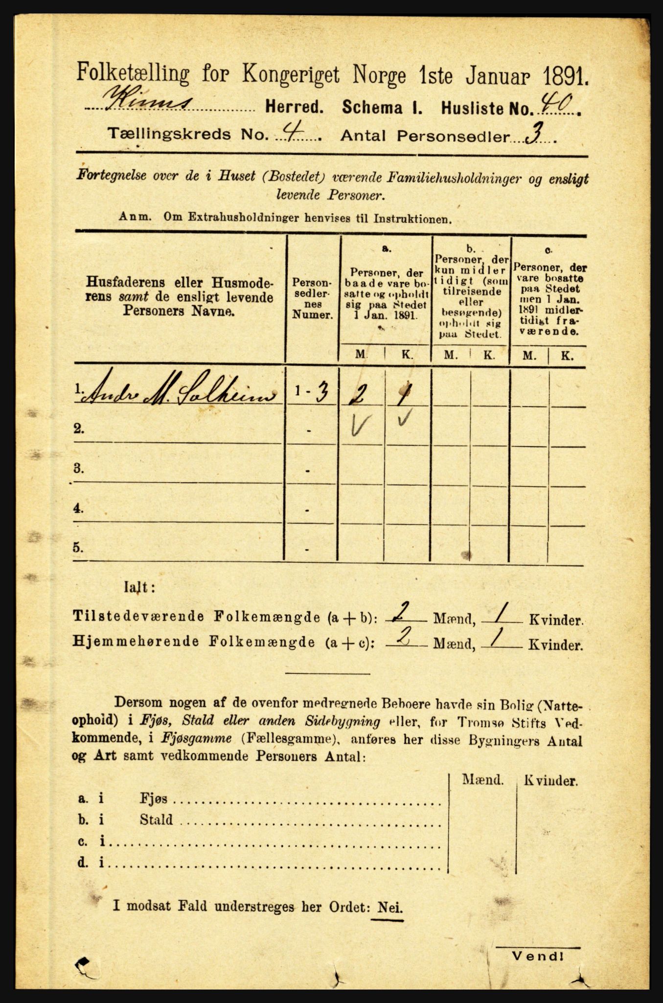 RA, 1891 census for 1437 Kinn, 1891, p. 1295